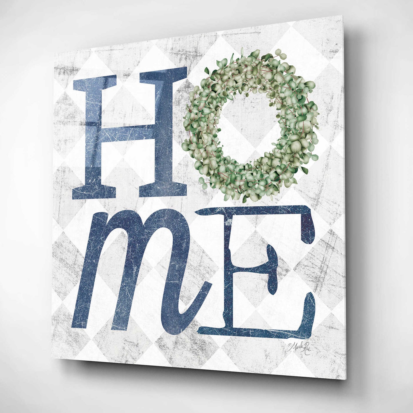 Epic Art 'Home with Eucalyptus Wreath III' by Marla Rae, Acrylic Glass Wall Art,12x12