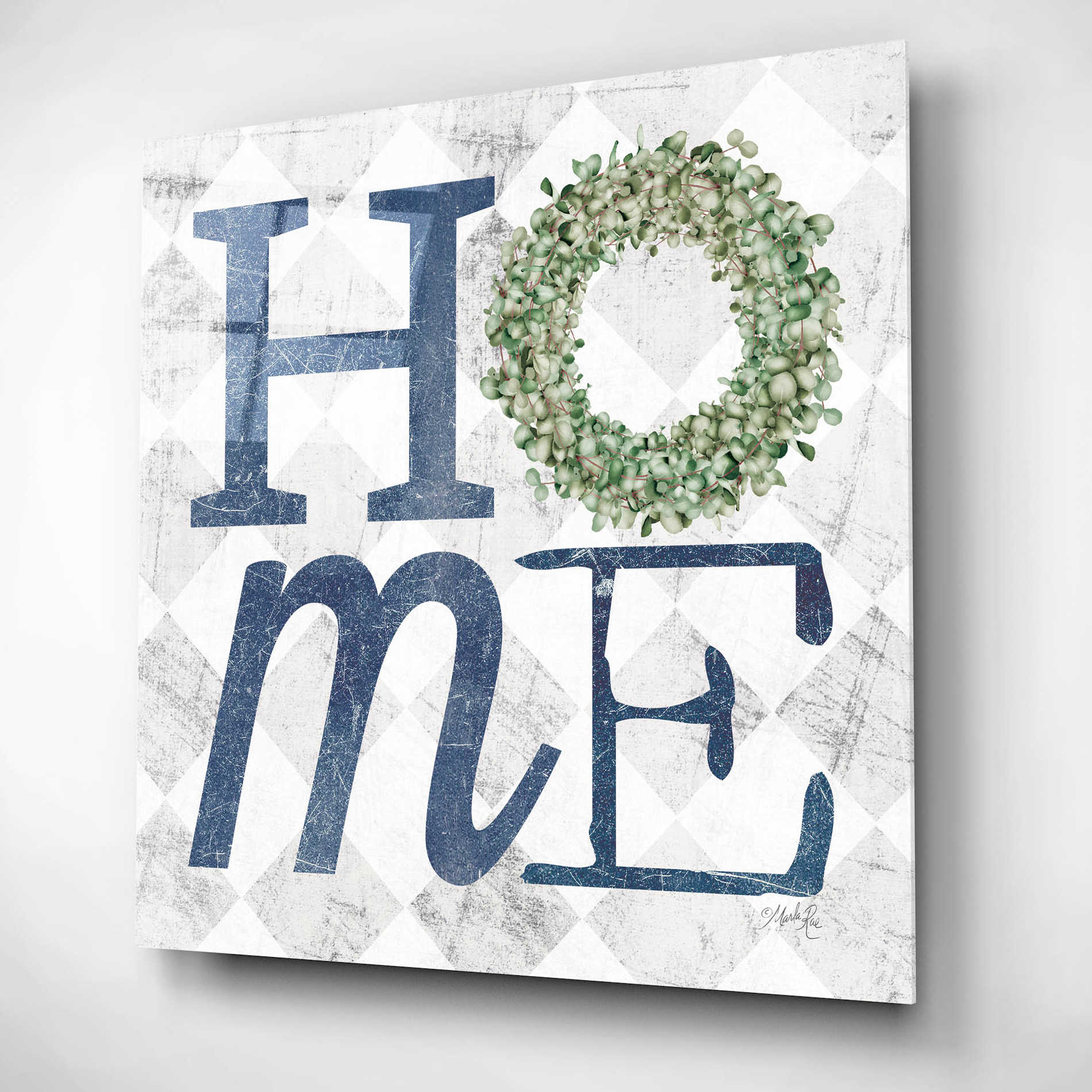 Epic Art 'Home with Eucalyptus Wreath III' by Marla Rae, Acrylic Glass Wall Art,12x12