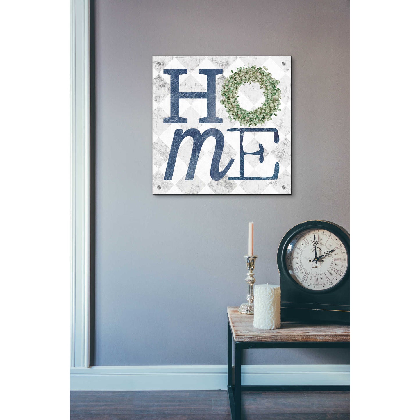 Epic Art 'Home with Eucalyptus Wreath III' by Marla Rae, Acrylic Glass Wall Art,24x24