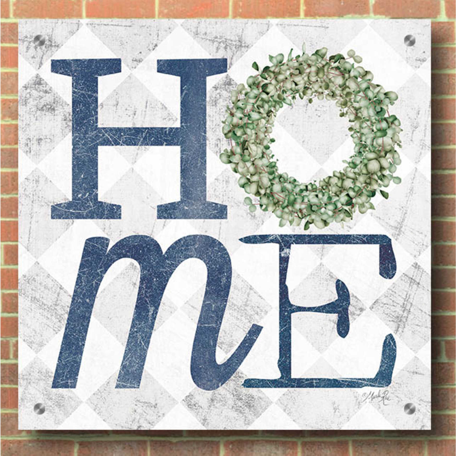 Epic Art 'Home with Eucalyptus Wreath III' by Marla Rae, Acrylic Glass Wall Art,36x36