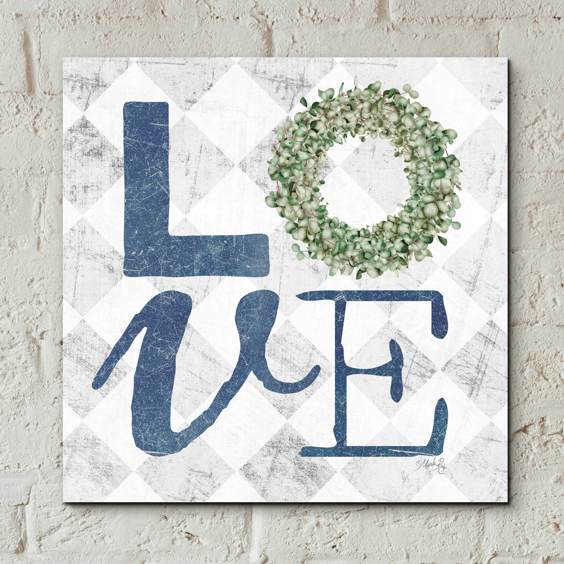 Epic Art 'Love with Eucalyptus Wreath III' by Marla Rae, Acrylic Glass Wall Art,12x12