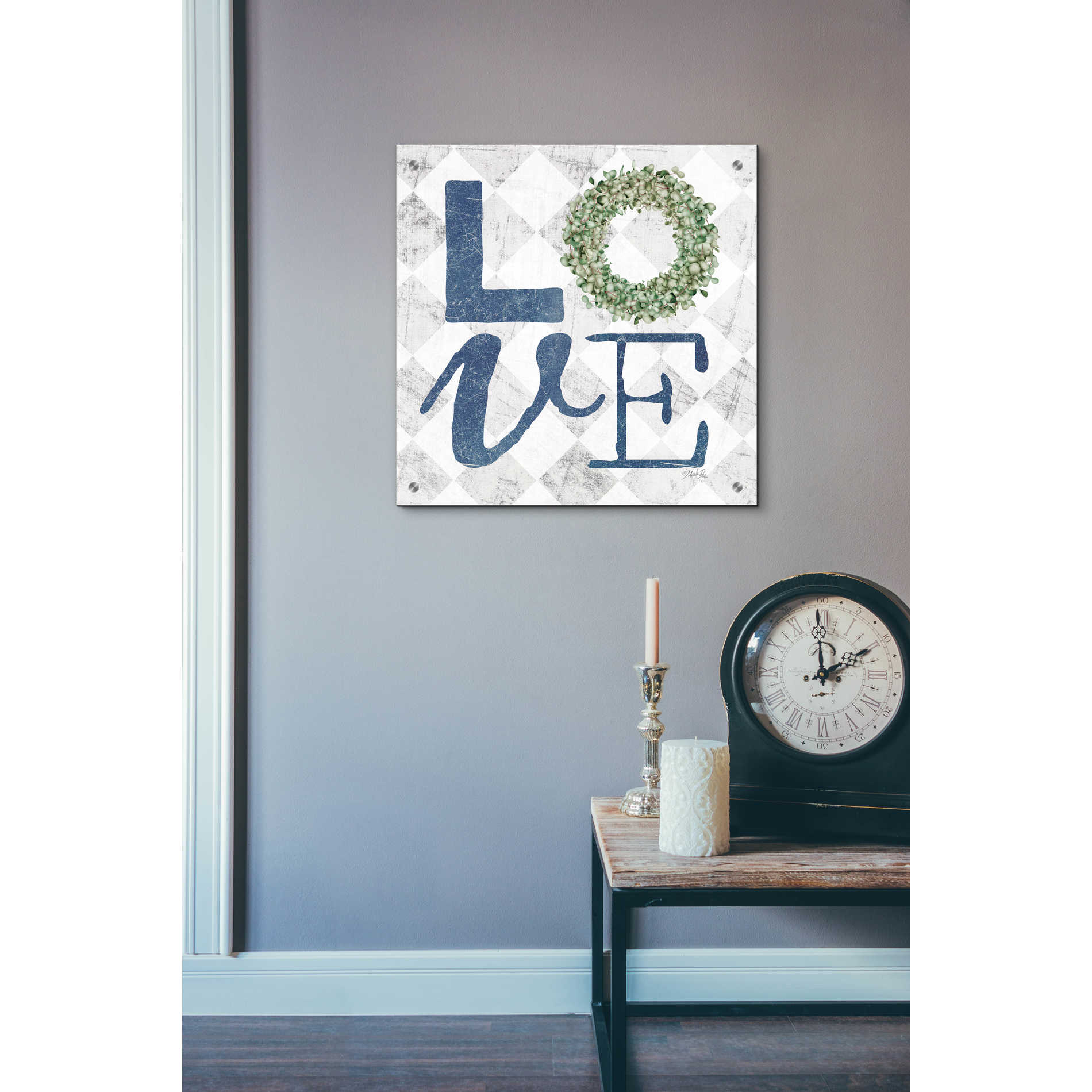 Epic Art 'Love with Eucalyptus Wreath III' by Marla Rae, Acrylic Glass Wall Art,24x24