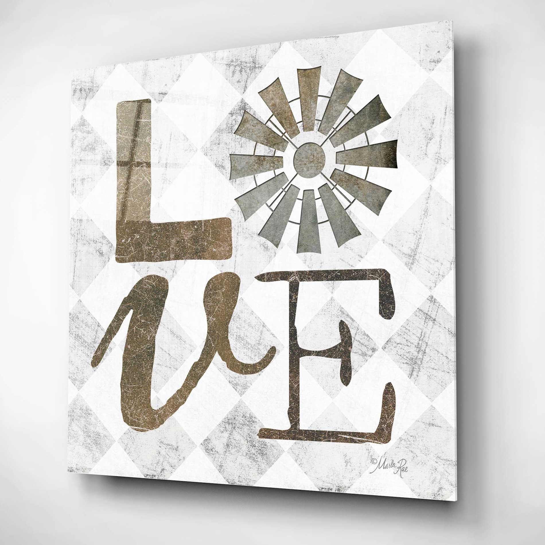 Epic Art 'Love with Windmill III' by Marla Rae, Acrylic Glass Wall Art,12x12