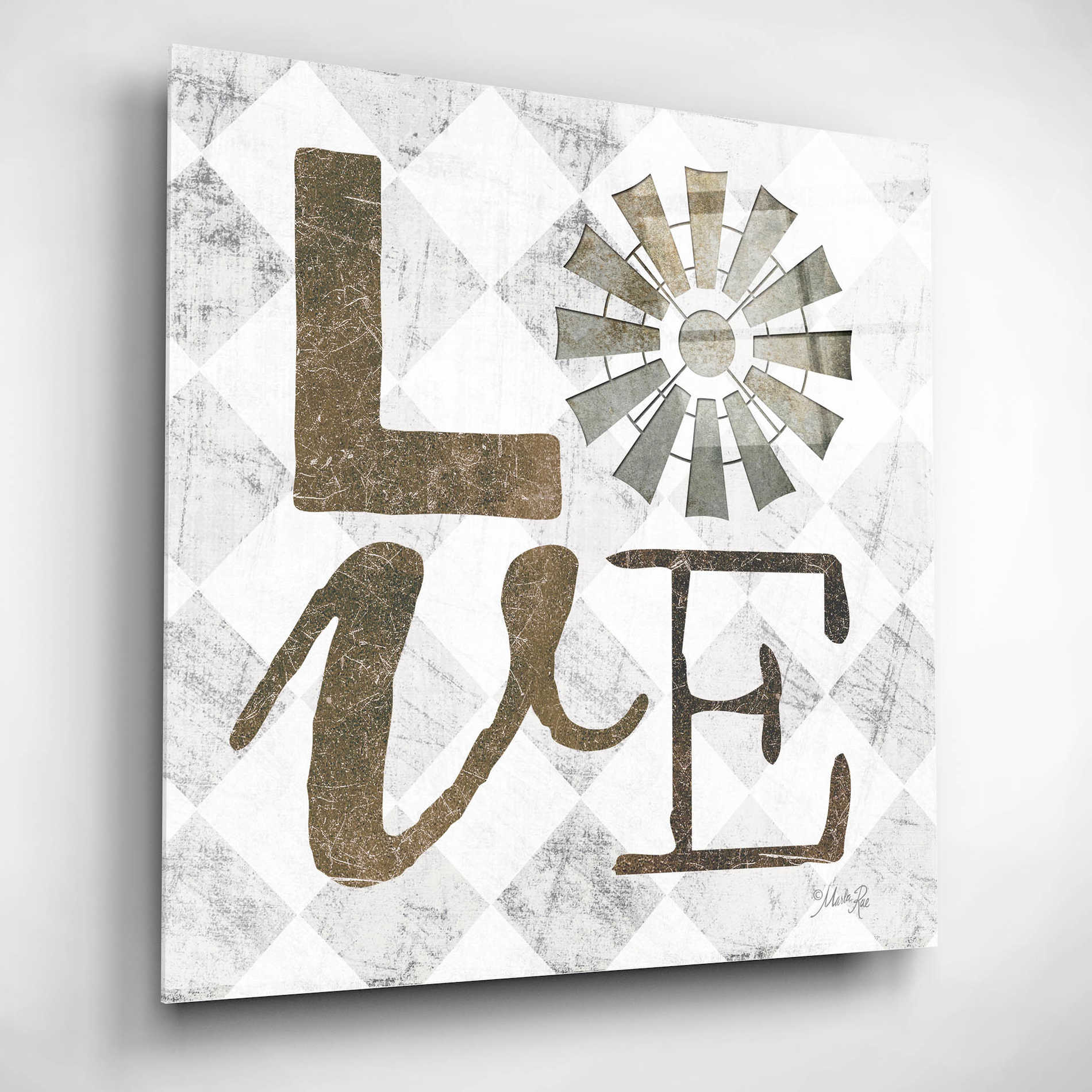 Epic Art 'Love with Windmill III' by Marla Rae, Acrylic Glass Wall Art,12x12