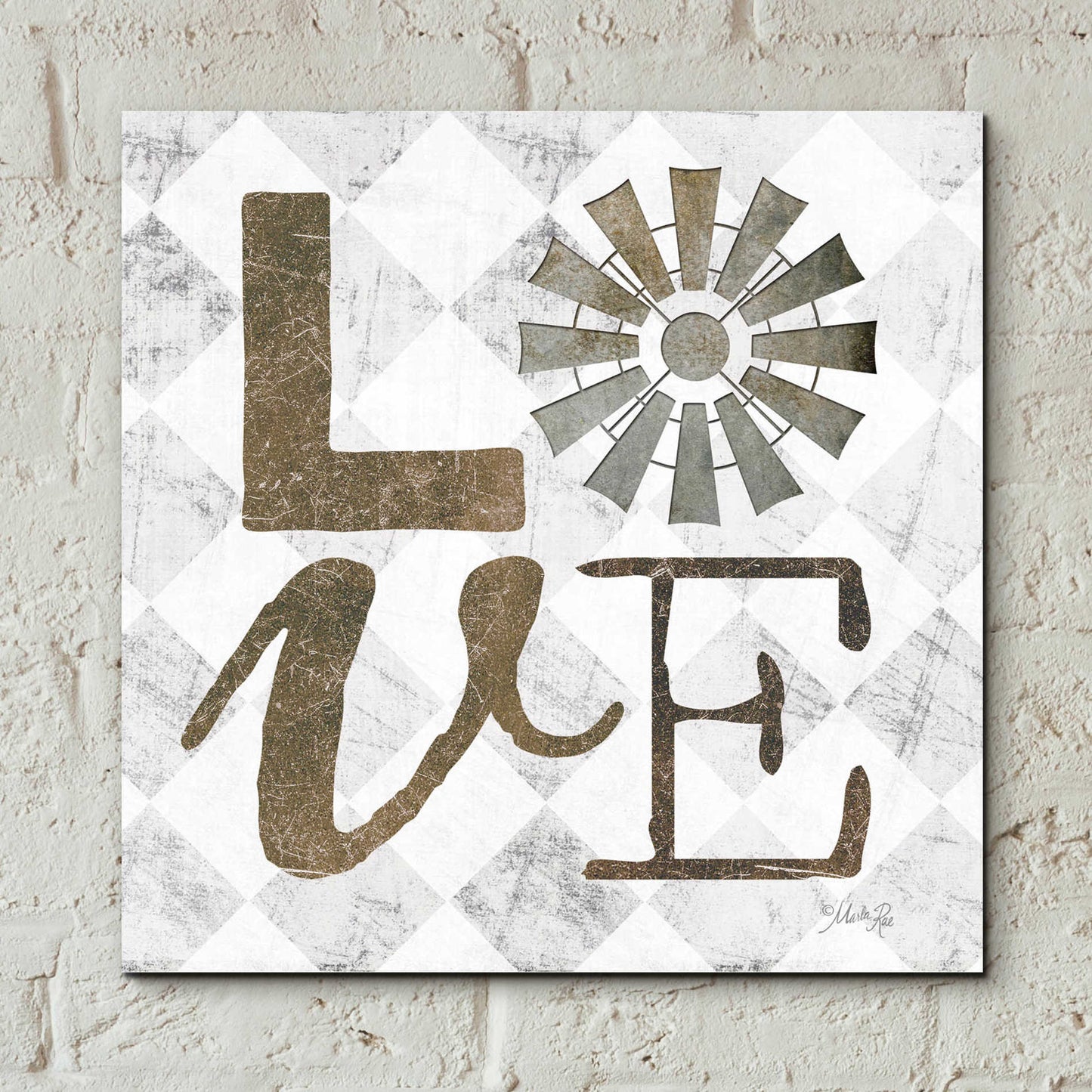 Epic Art 'Love with Windmill III' by Marla Rae, Acrylic Glass Wall Art,12x12