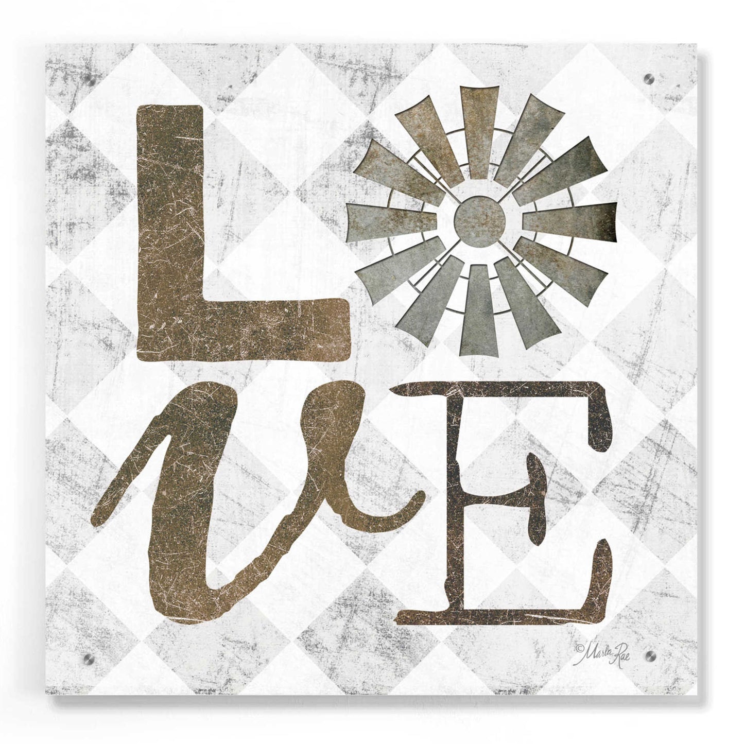 Epic Art 'Love with Windmill III' by Marla Rae, Acrylic Glass Wall Art,24x24