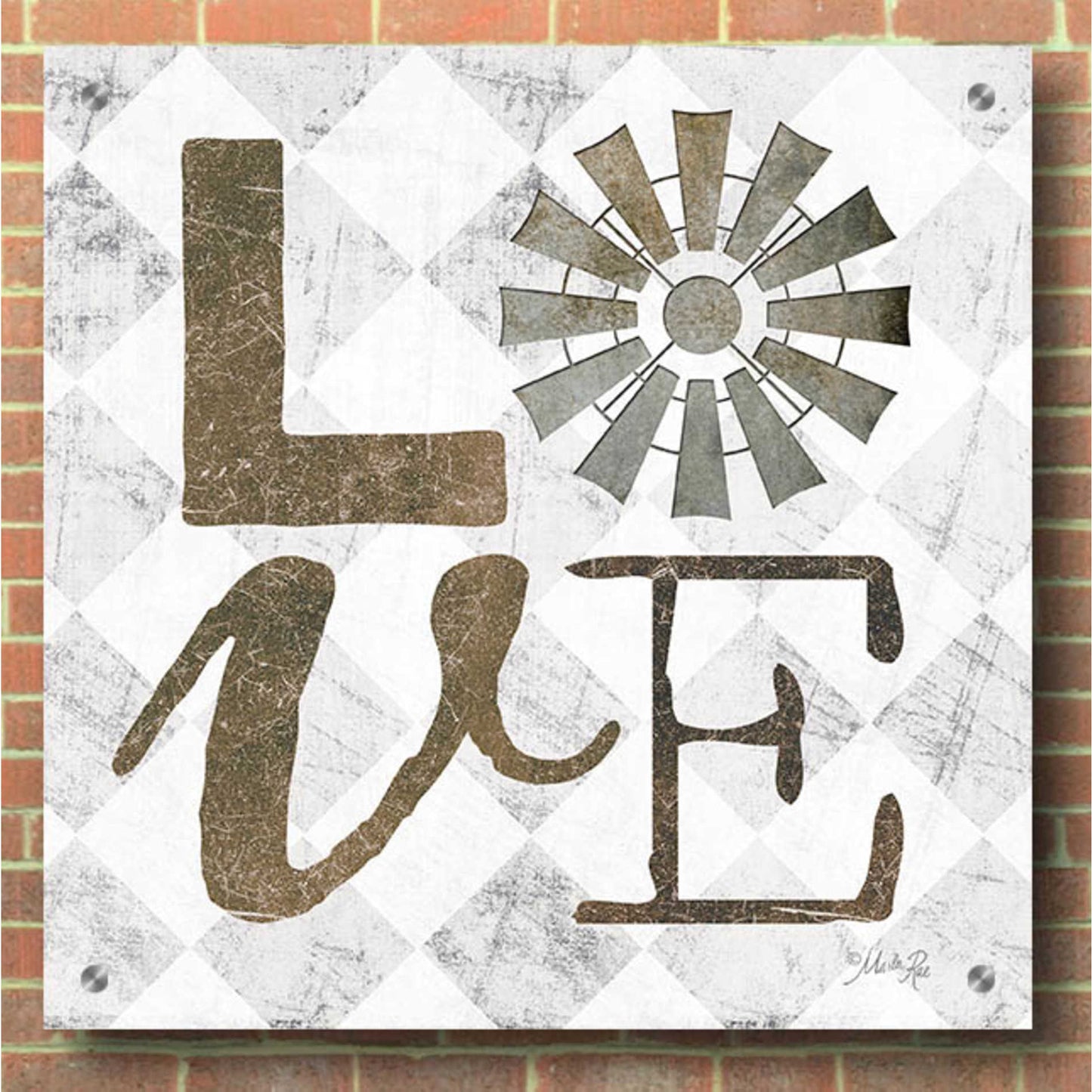 Epic Art 'Love with Windmill III' by Marla Rae, Acrylic Glass Wall Art,36x36