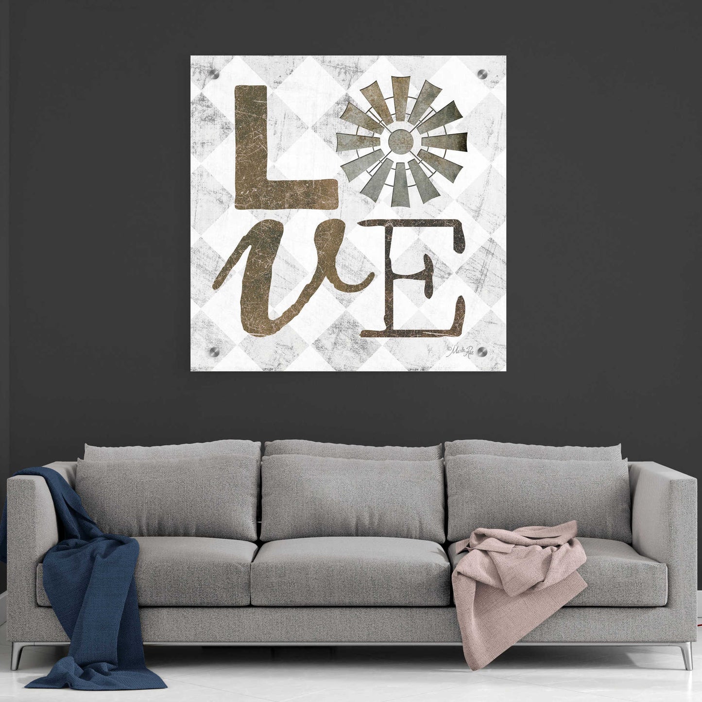 Epic Art 'Love with Windmill III' by Marla Rae, Acrylic Glass Wall Art,36x36