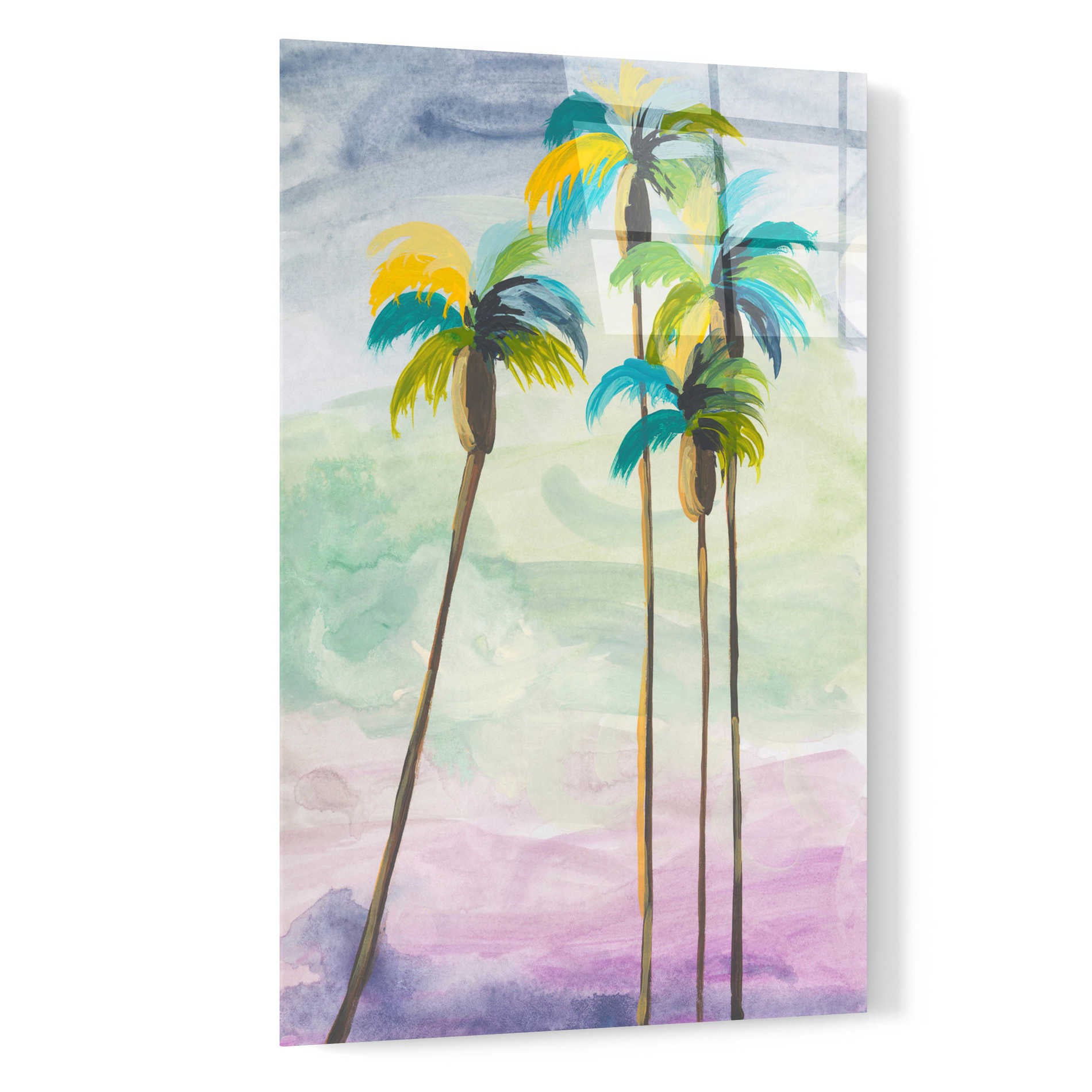 Epic Art 'Four Palms No. 2' by Jan Weiss, Acrylic Glass Wall Art,16x24