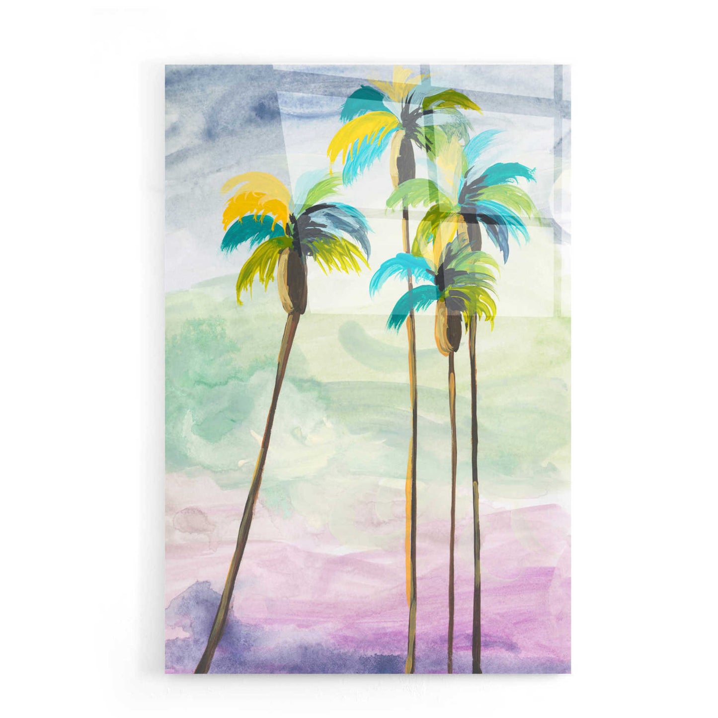 Epic Art 'Four Palms No. 2' by Jan Weiss, Acrylic Glass Wall Art,16x24