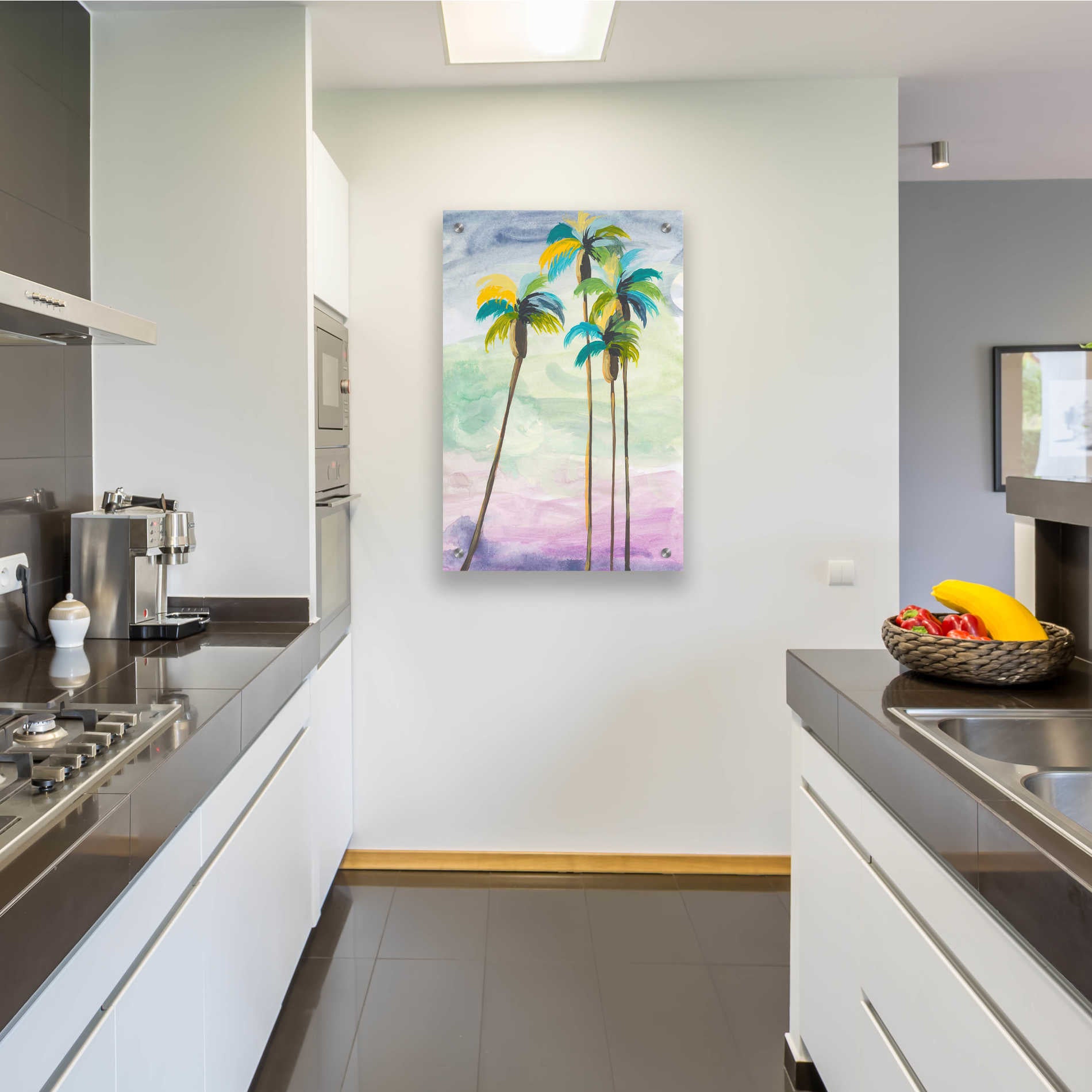 Epic Art 'Four Palms No. 2' by Jan Weiss, Acrylic Glass Wall Art,24x36