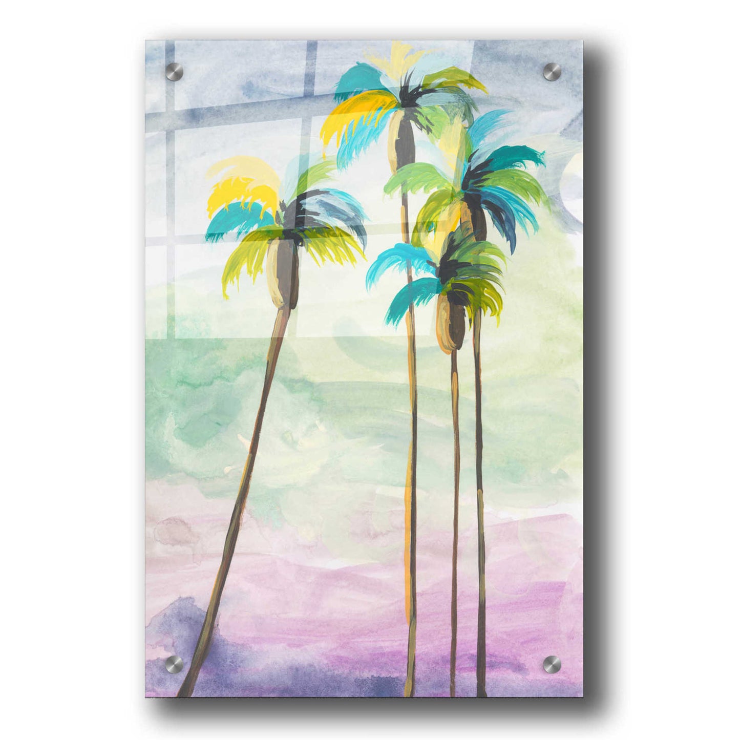 Epic Art 'Four Palms No. 2' by Jan Weiss, Acrylic Glass Wall Art,24x36