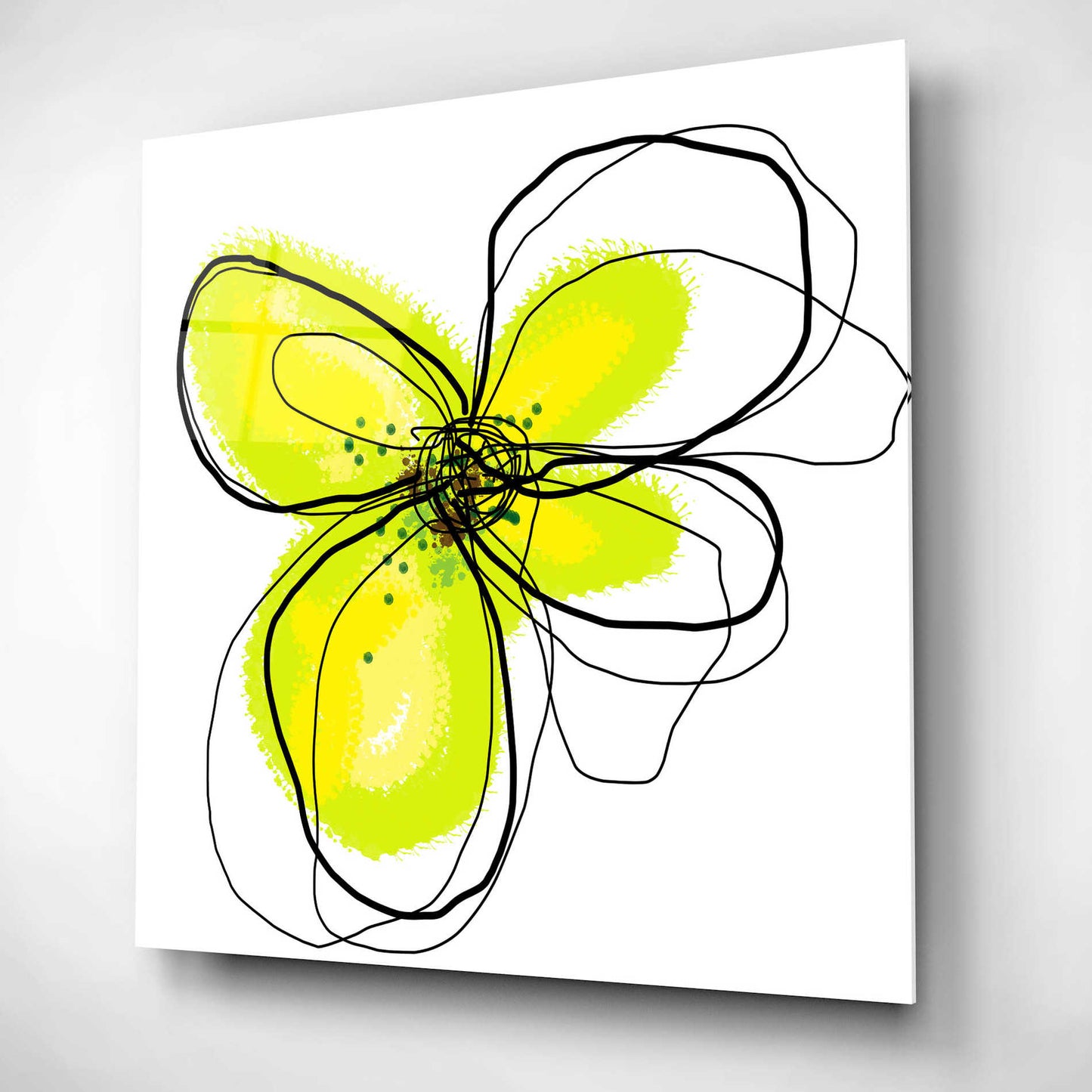 Epic Art 'Yellow Petals One' by Jan Weiss, Acrylic Glass Wall Art,12x12