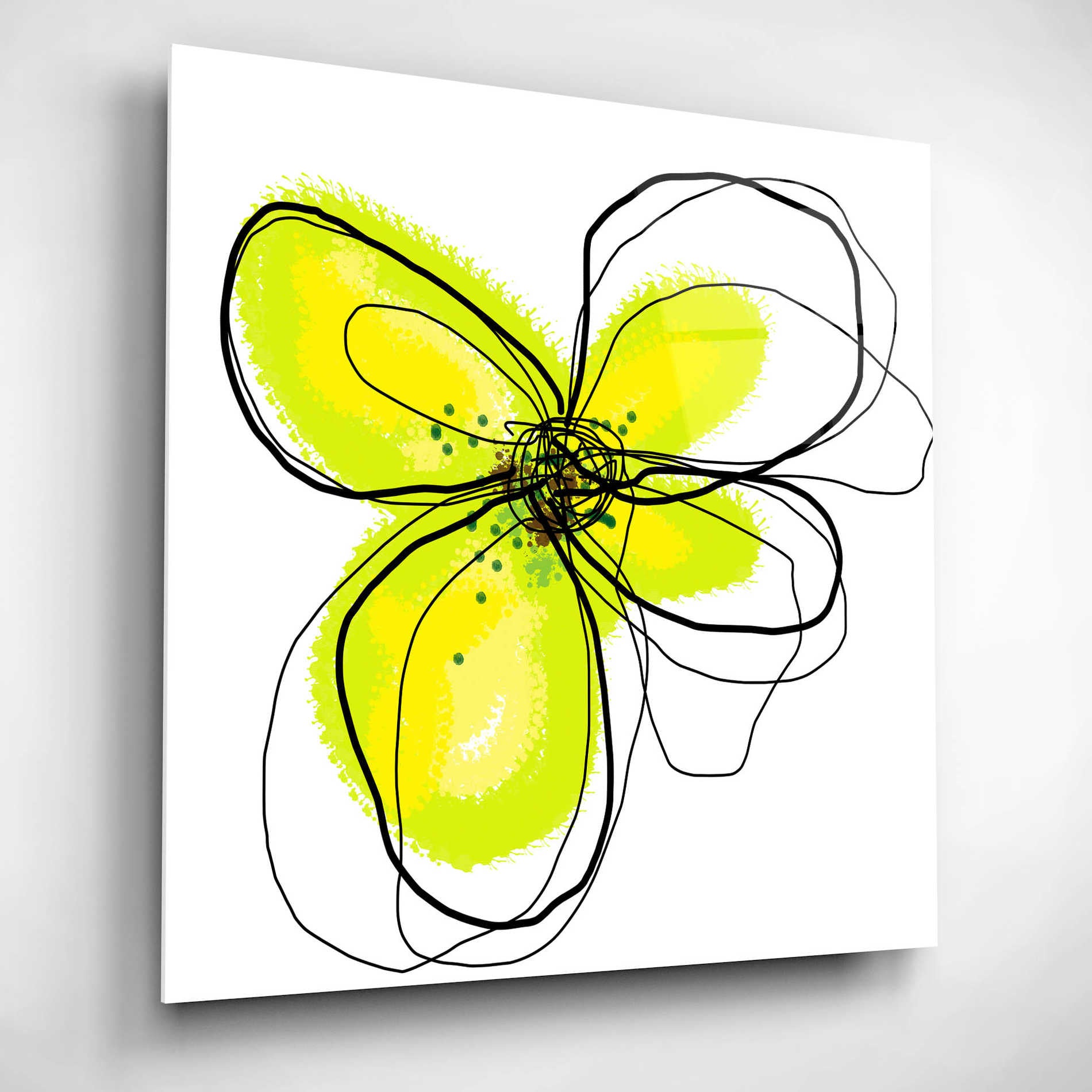 Epic Art 'Yellow Petals One' by Jan Weiss, Acrylic Glass Wall Art,12x12