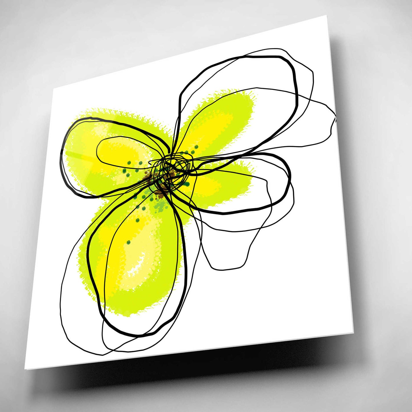 Epic Art 'Yellow Petals One' by Jan Weiss, Acrylic Glass Wall Art,12x12