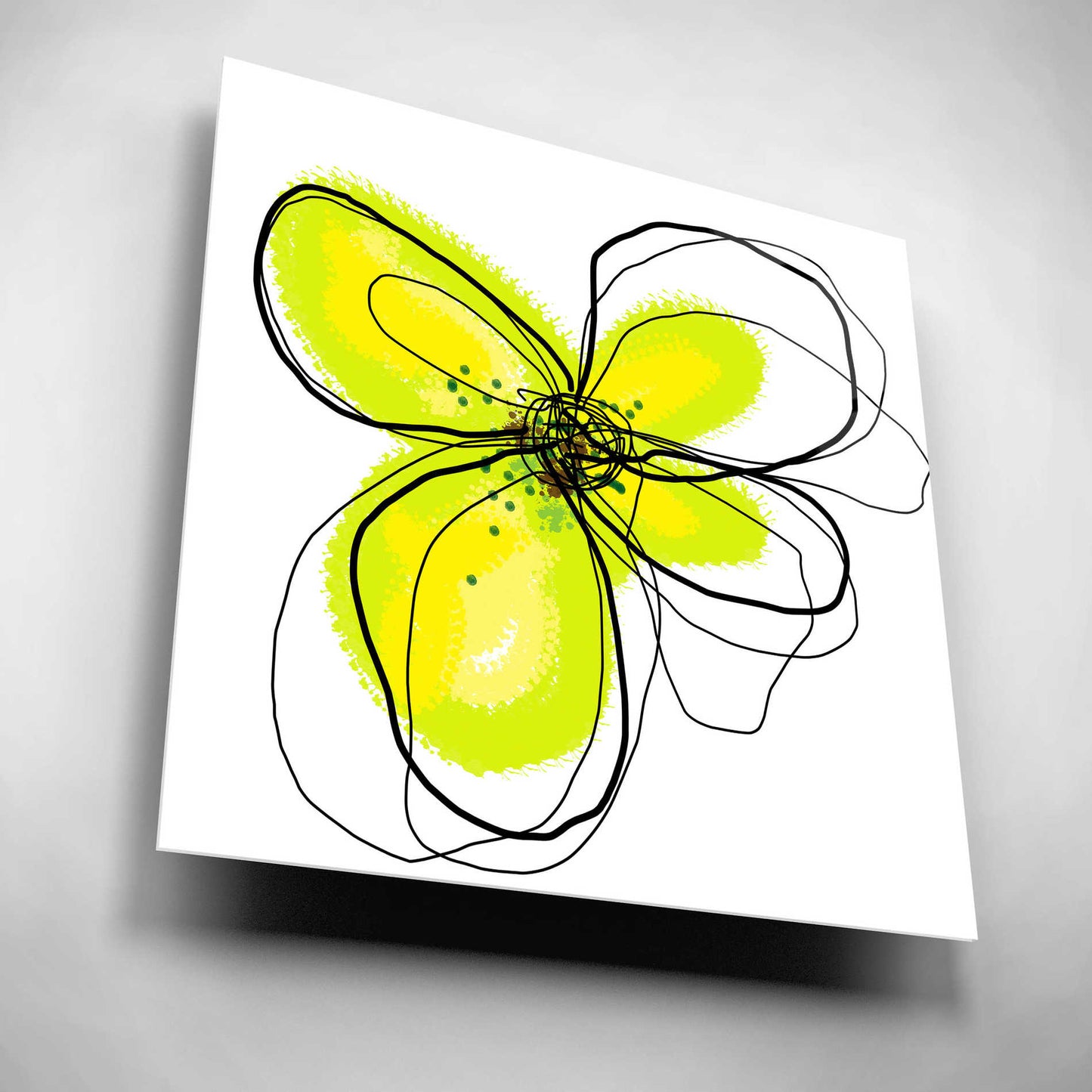 Epic Art 'Yellow Petals One' by Jan Weiss, Acrylic Glass Wall Art,12x12