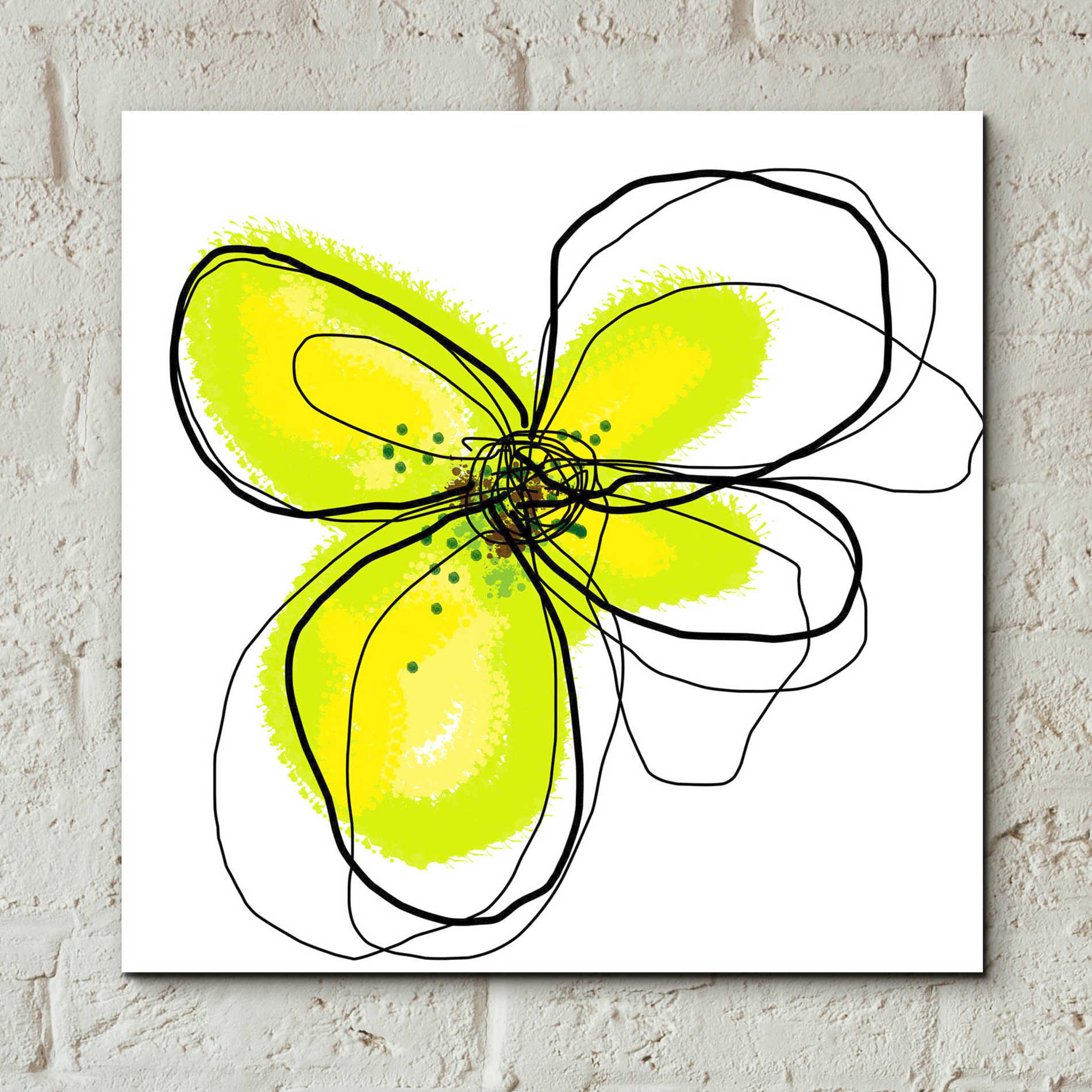 Epic Art 'Yellow Petals One' by Jan Weiss, Acrylic Glass Wall Art,12x12