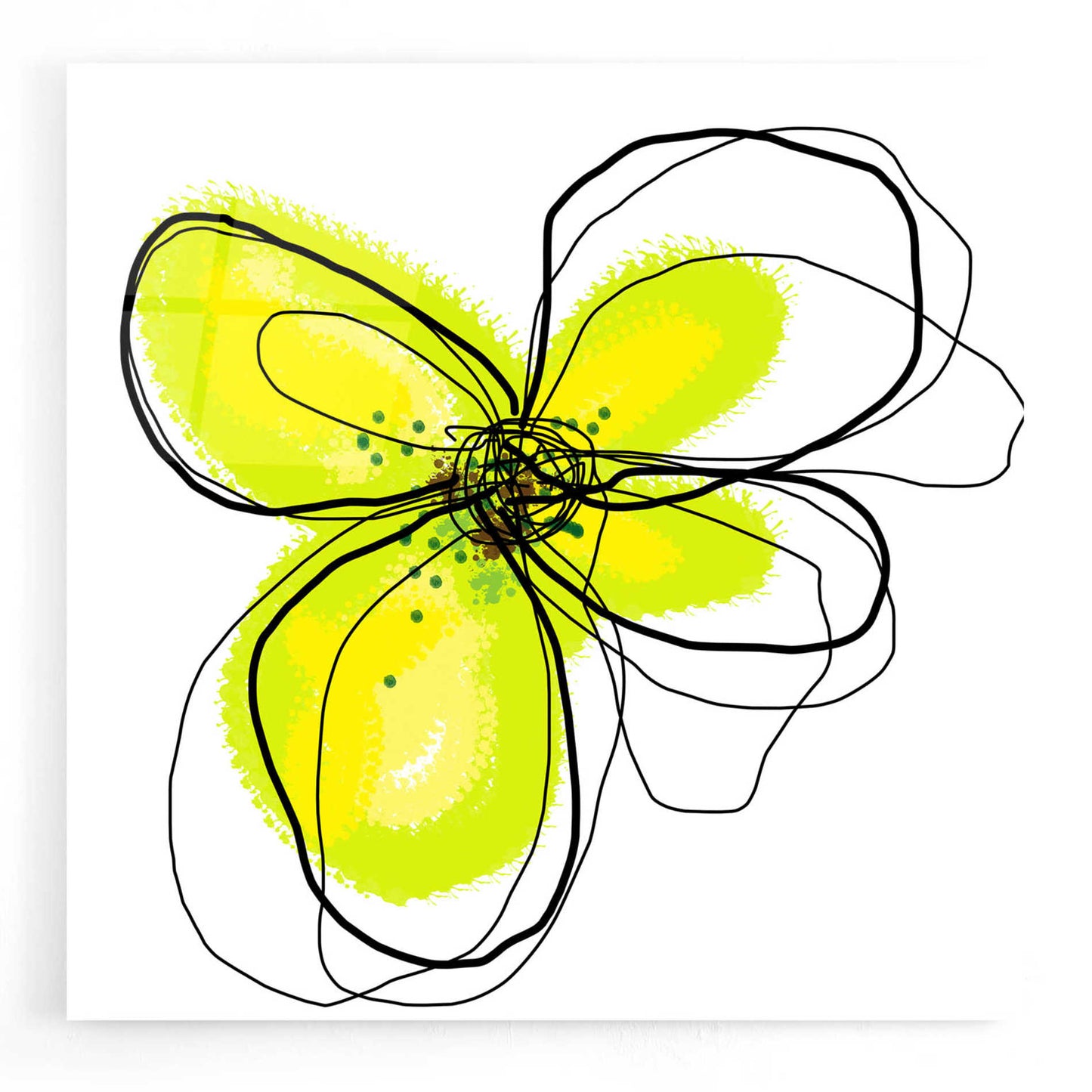 Epic Art 'Yellow Petals One' by Jan Weiss, Acrylic Glass Wall Art,12x12