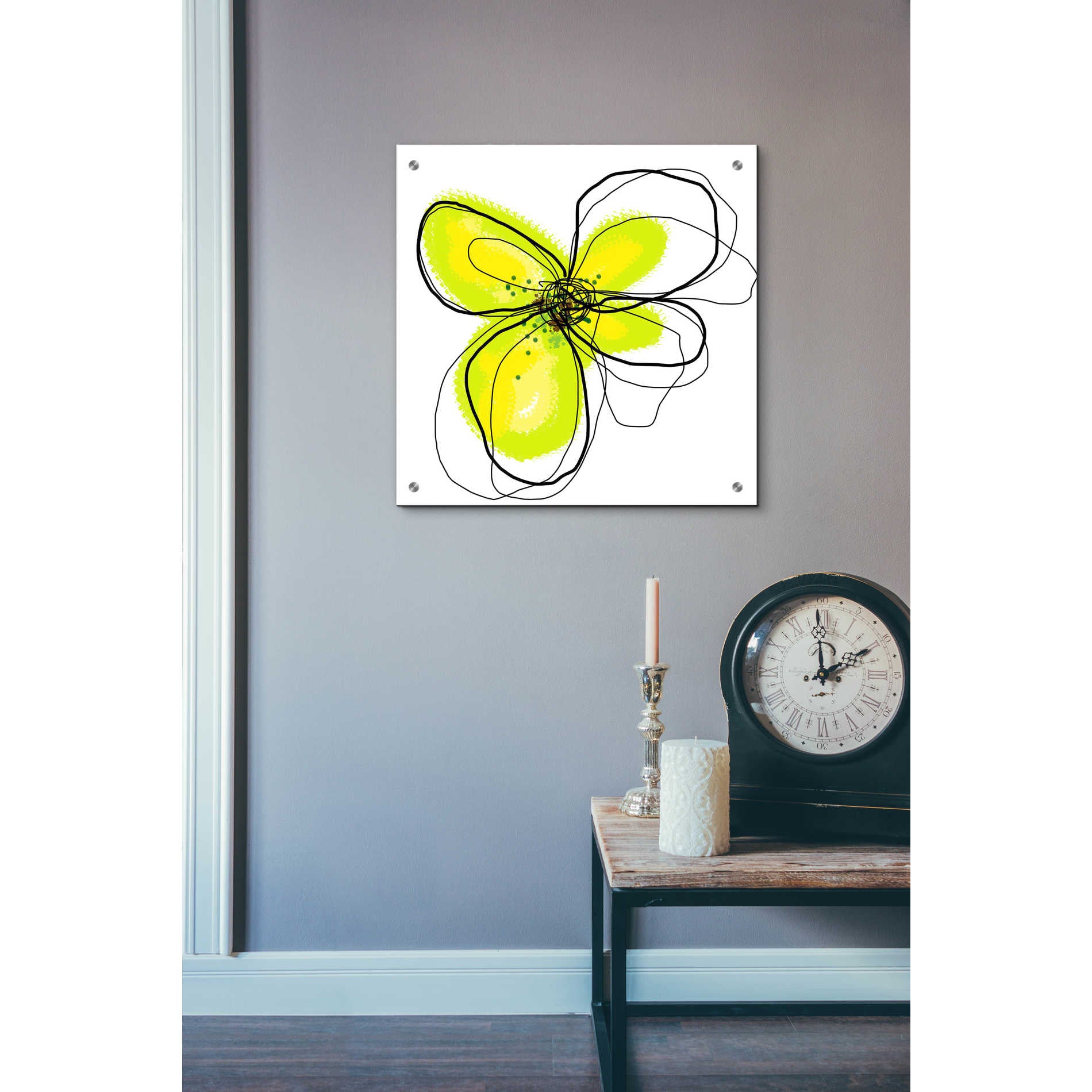 Epic Art 'Yellow Petals One' by Jan Weiss, Acrylic Glass Wall Art,24x24