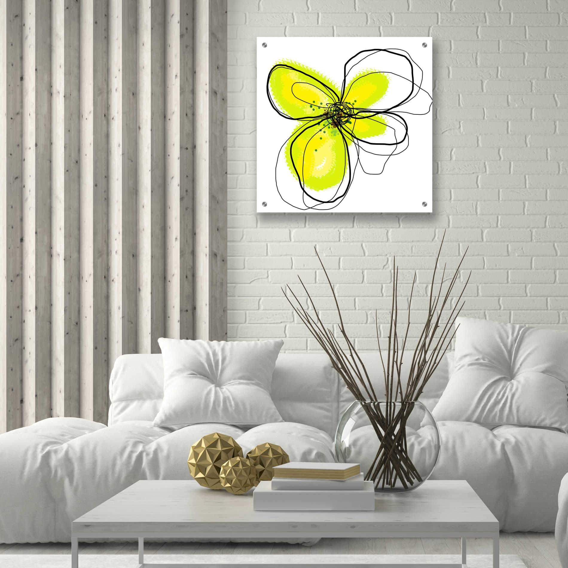 Epic Art 'Yellow Petals One' by Jan Weiss, Acrylic Glass Wall Art,24x24