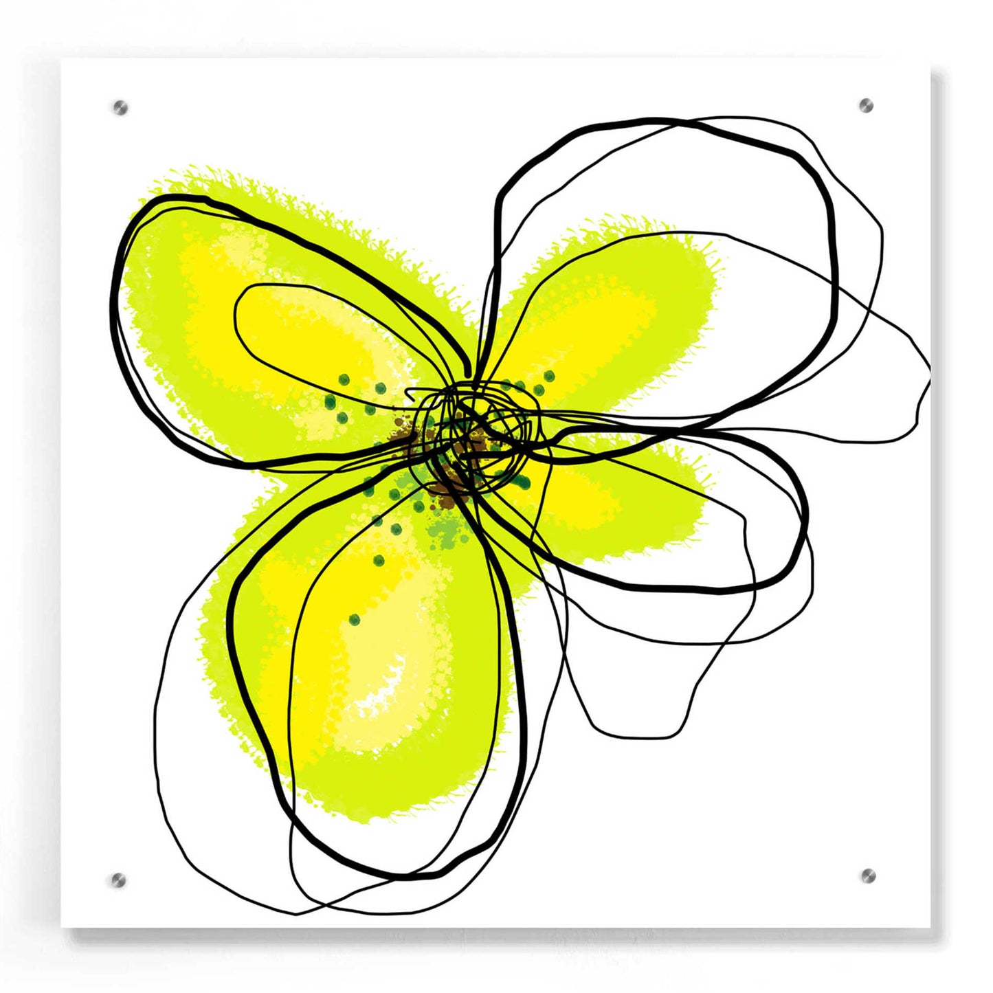 Epic Art 'Yellow Petals One' by Jan Weiss, Acrylic Glass Wall Art,24x24