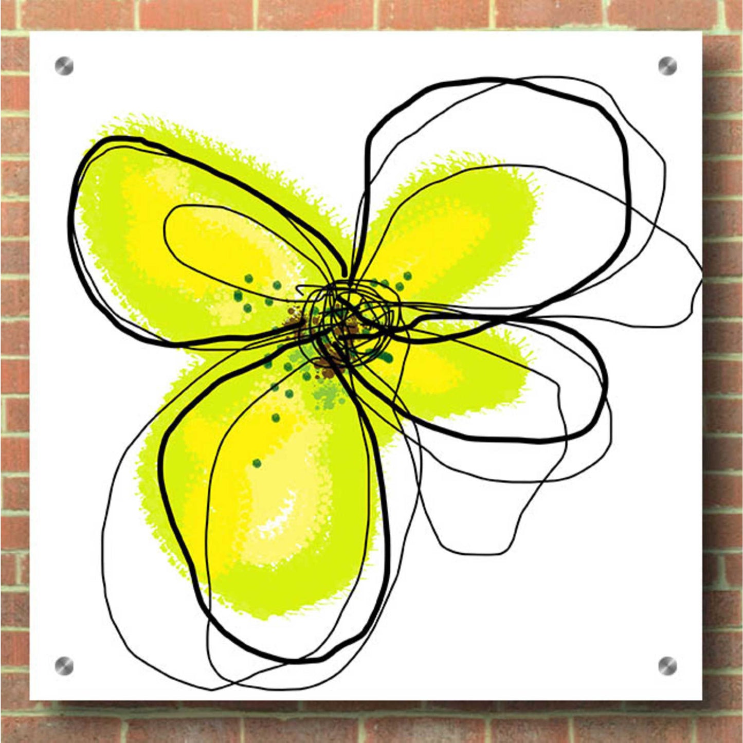 Epic Art 'Yellow Petals One' by Jan Weiss, Acrylic Glass Wall Art,36x36