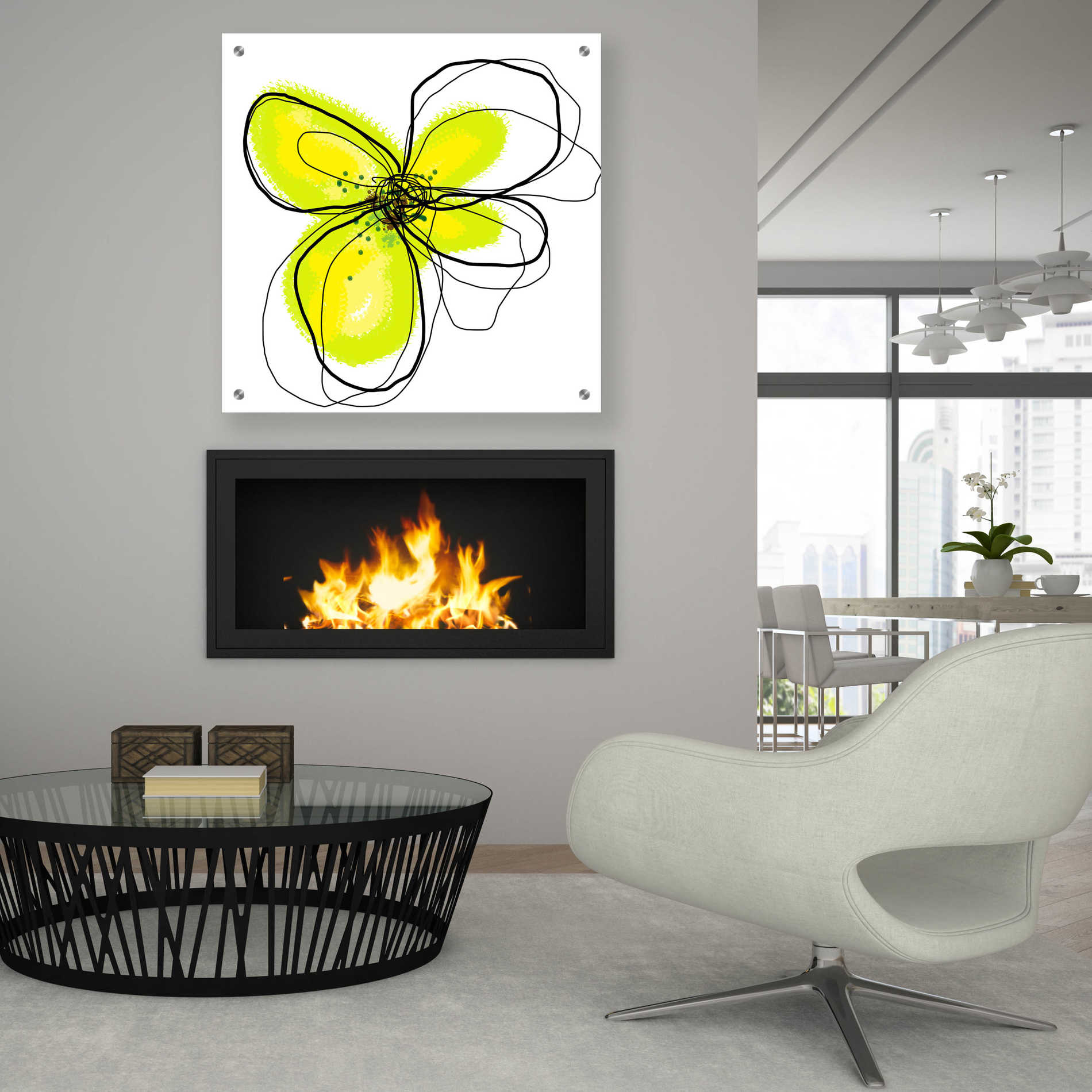 Epic Art 'Yellow Petals One' by Jan Weiss, Acrylic Glass Wall Art,36x36