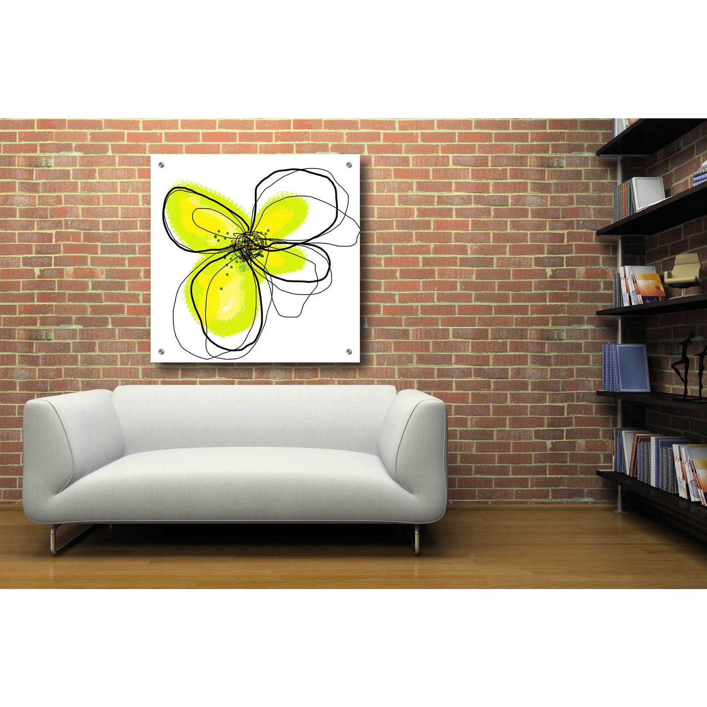 Epic Art 'Yellow Petals One' by Jan Weiss, Acrylic Glass Wall Art,36x36