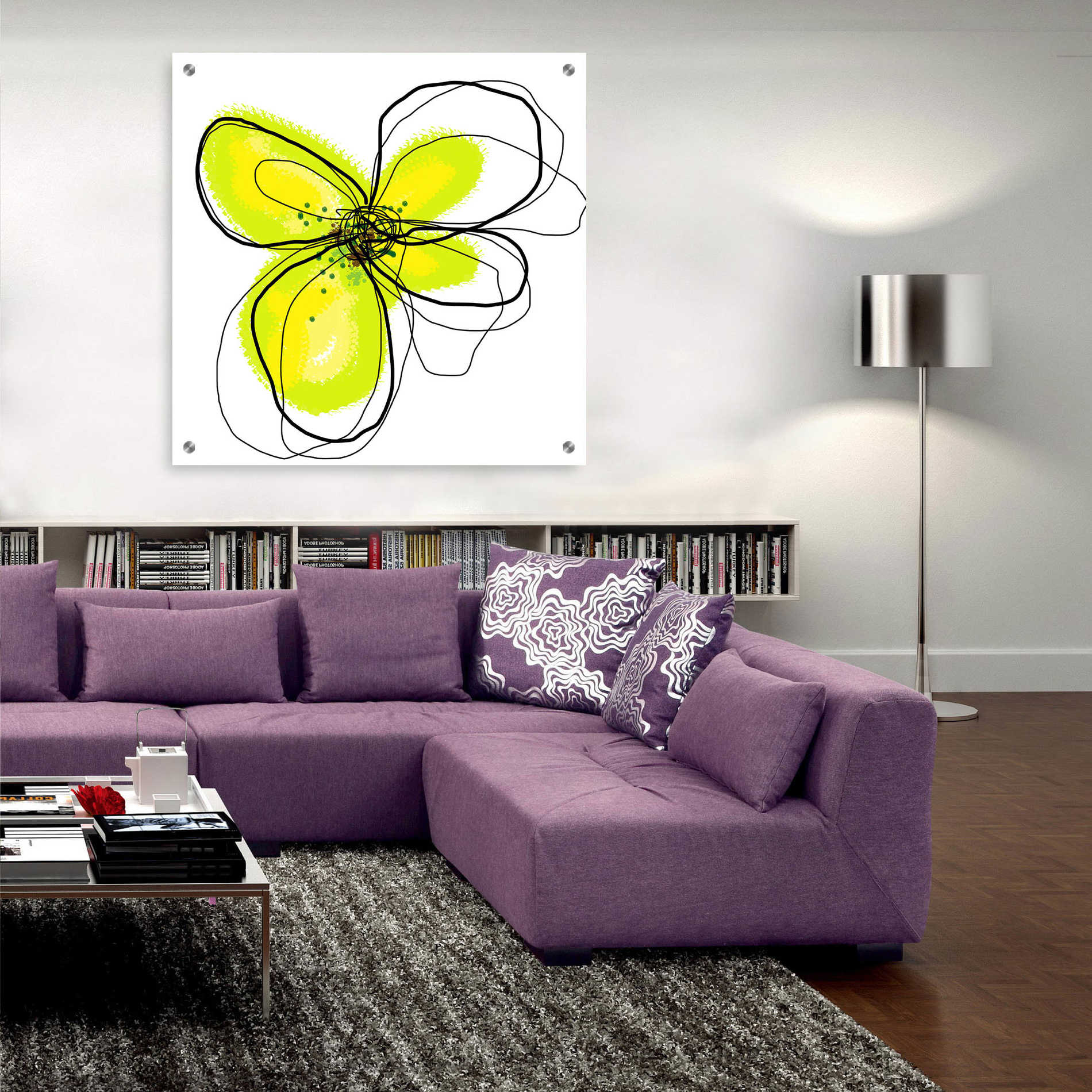 Epic Art 'Yellow Petals One' by Jan Weiss, Acrylic Glass Wall Art,36x36