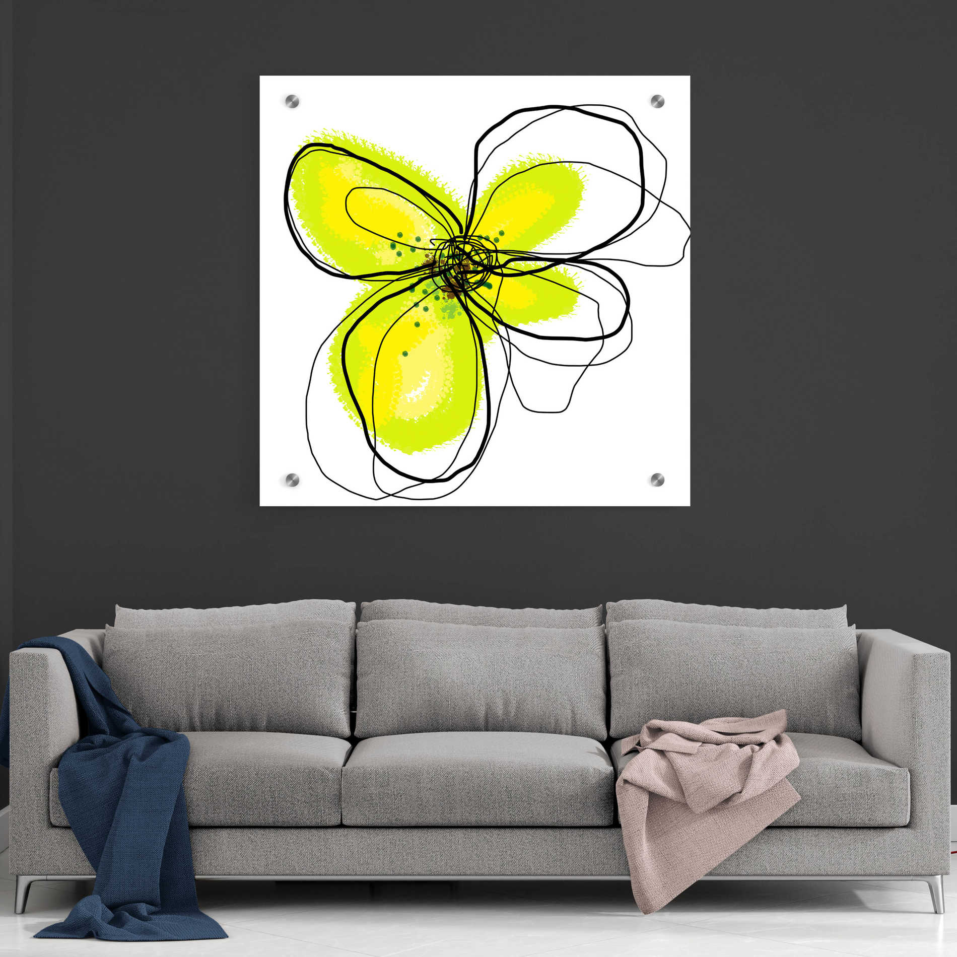 Epic Art 'Yellow Petals One' by Jan Weiss, Acrylic Glass Wall Art,36x36