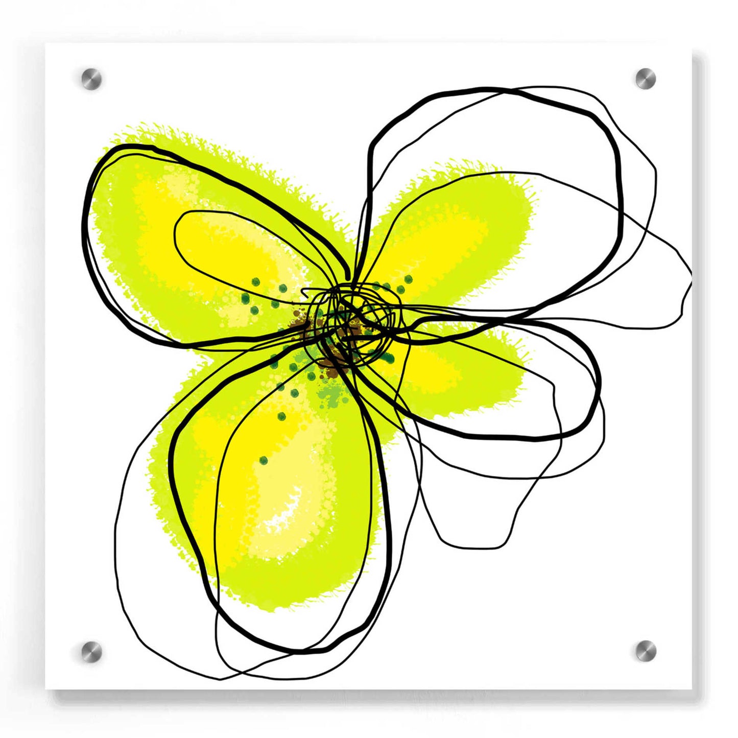 Epic Art 'Yellow Petals One' by Jan Weiss, Acrylic Glass Wall Art,36x36