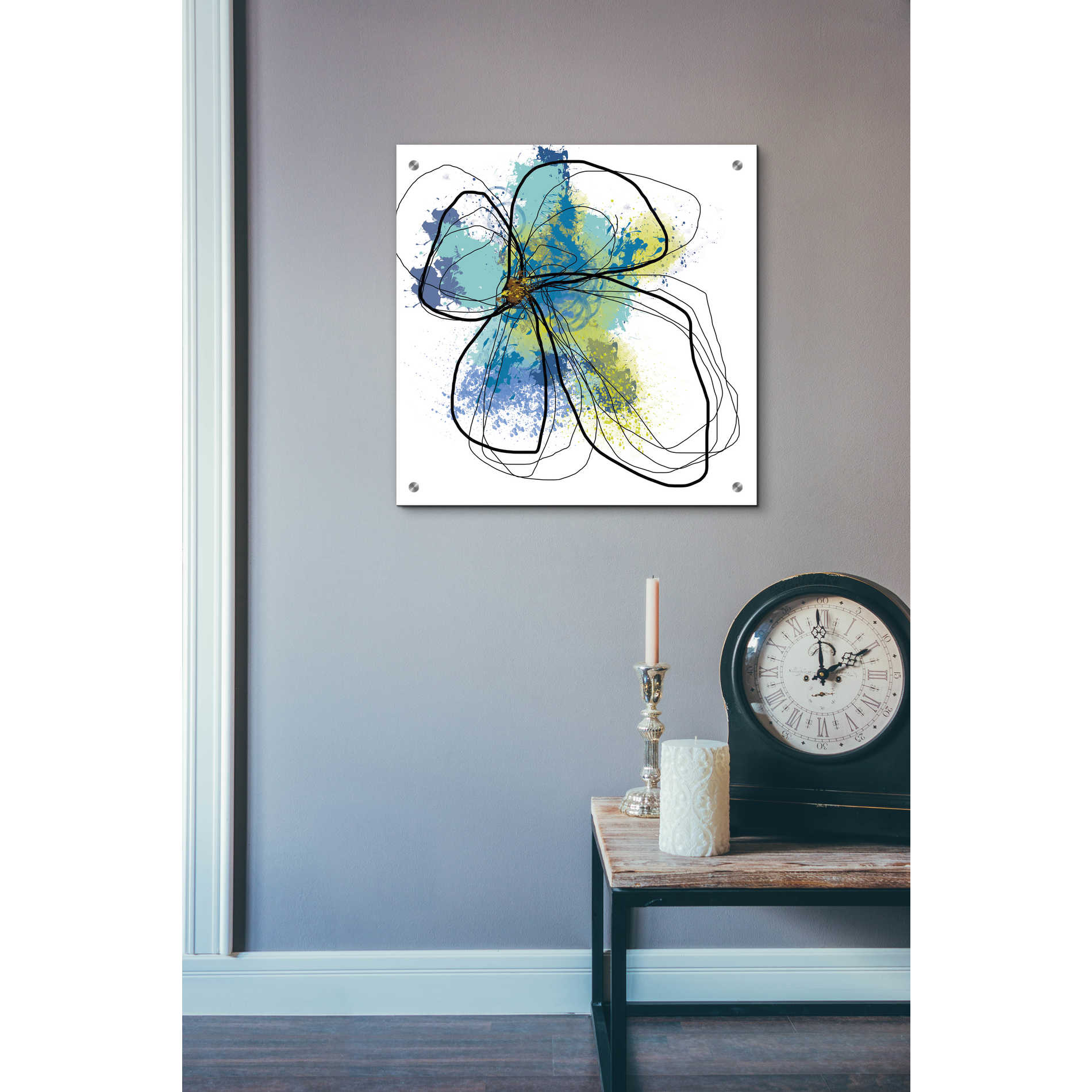 Epic Art 'Azure Petals I' by Jan Weiss, Acrylic Glass Wall Art,24x24