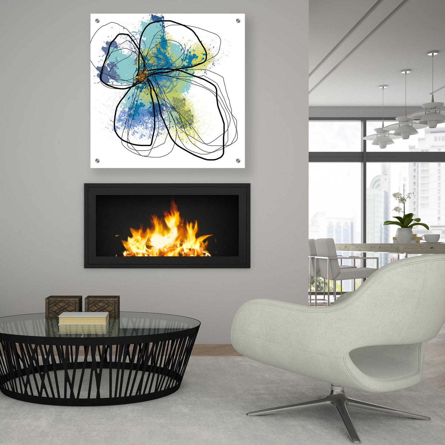 Epic Art 'Azure Petals I' by Jan Weiss, Acrylic Glass Wall Art,36x36