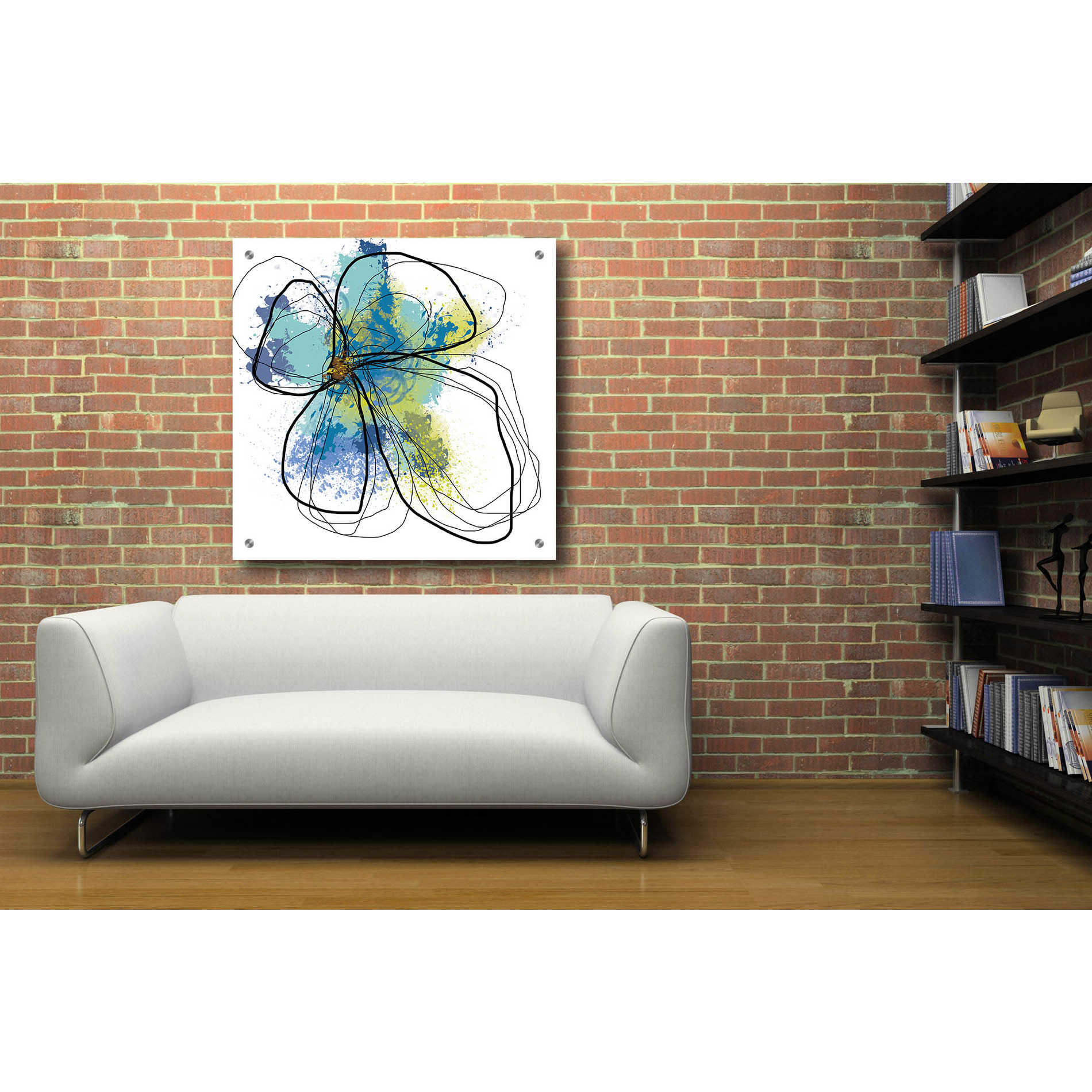 Epic Art 'Azure Petals I' by Jan Weiss, Acrylic Glass Wall Art,36x36