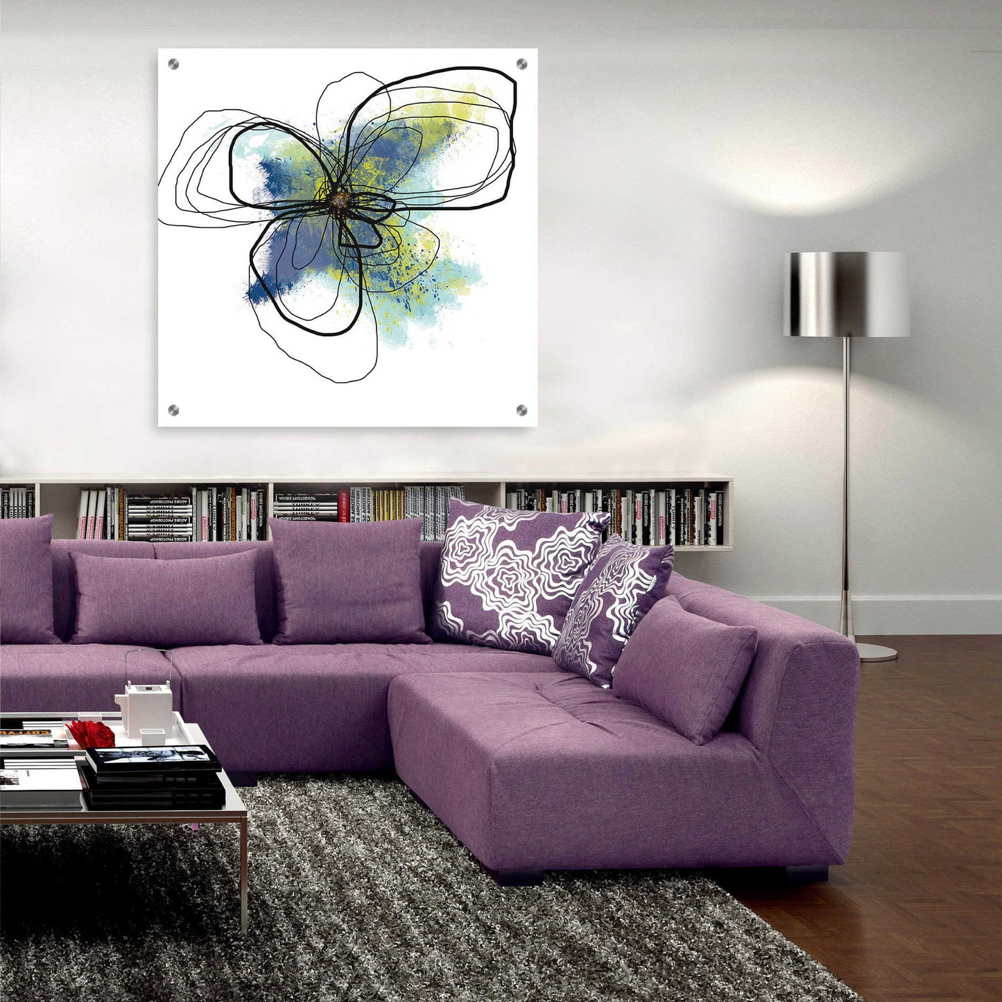 Epic Art 'Azure Petals II' by Jan Weiss, Acrylic Glass Wall Art,36x36