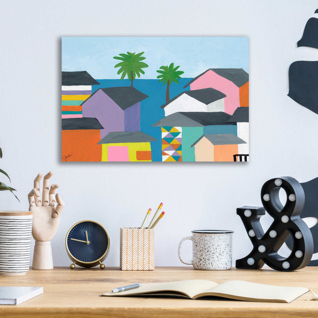 Epic Art 'Beachfront Property 2' by Jan Weiss, Acrylic Glass Wall Art,16x12