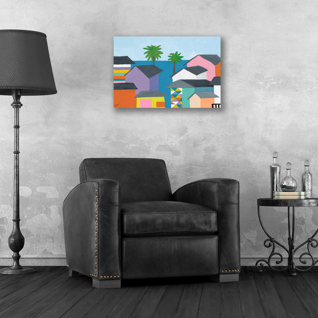 Epic Art 'Beachfront Property 2' by Jan Weiss, Acrylic Glass Wall Art,24x16