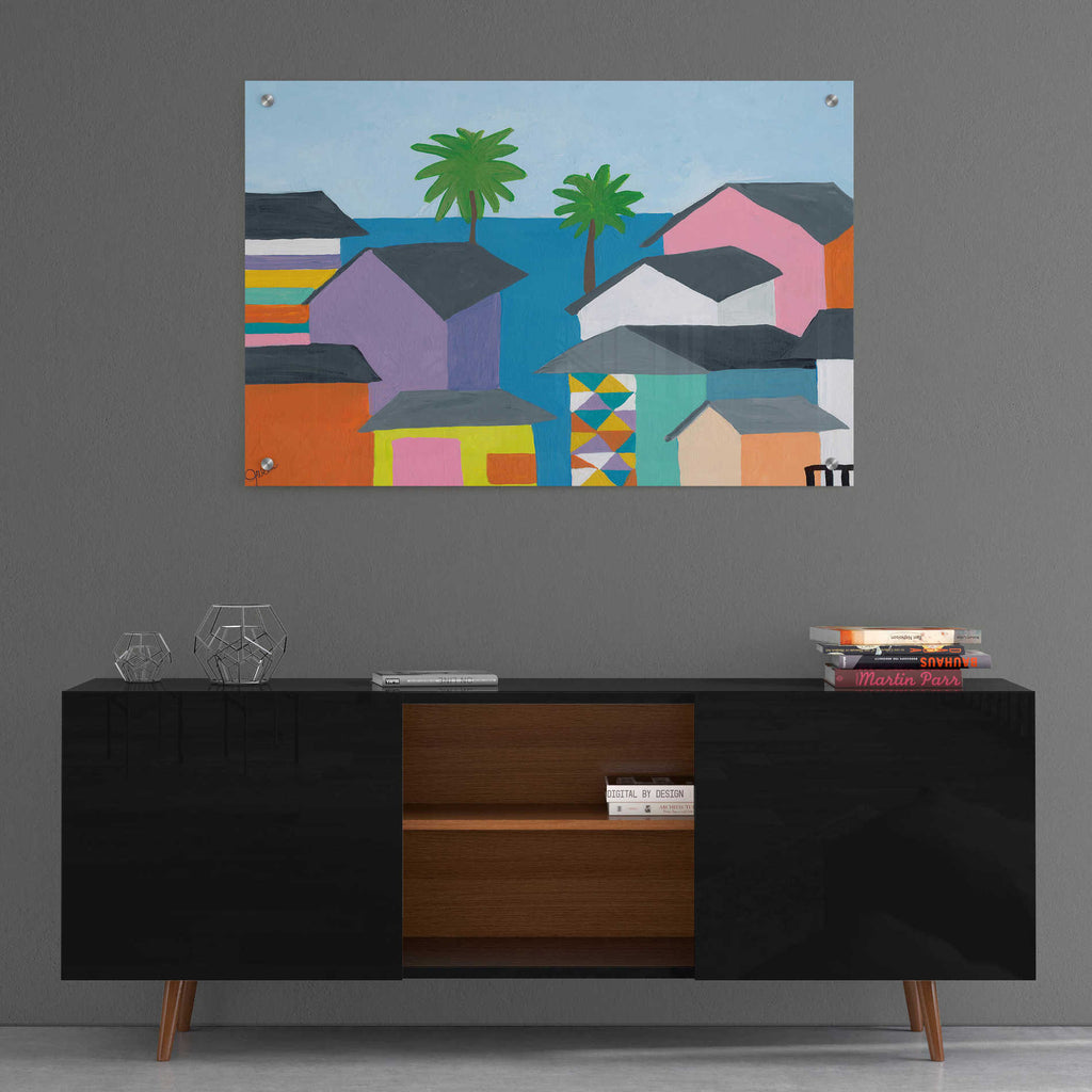 Epic Art 'Beachfront Property 2' by Jan Weiss, Acrylic Glass Wall Art,36x24