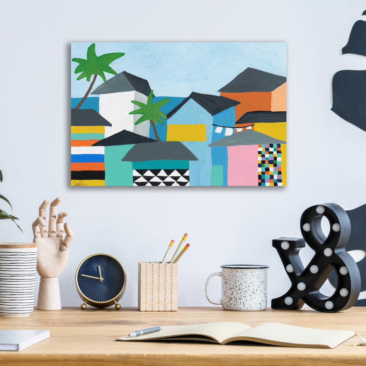 Epic Art 'Beachfront Property 3' by Jan Weiss, Acrylic Glass Wall Art,16x12