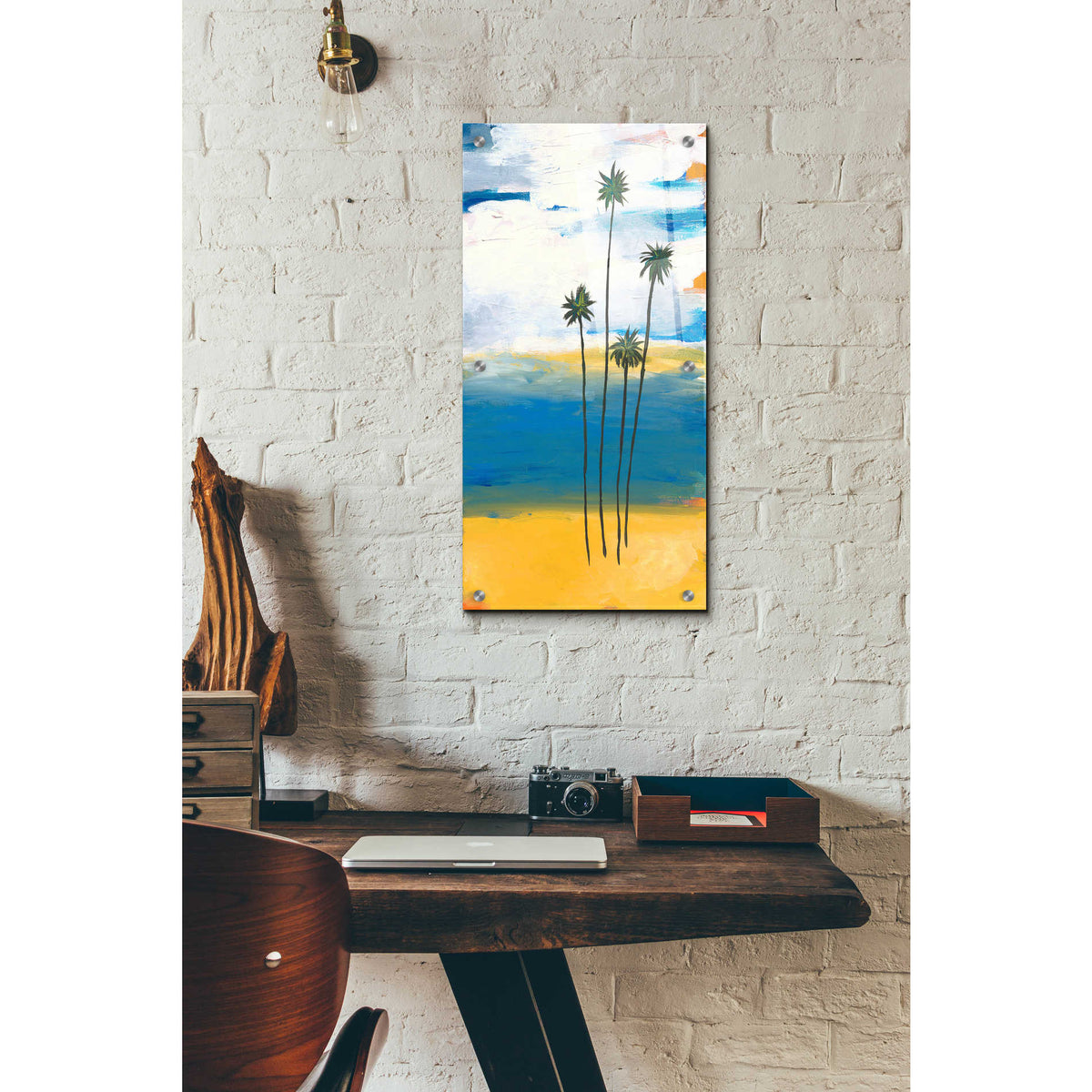 Epic Art 'Four Palms' by Jan Weiss, Acrylic Glass Wall Art,12x24