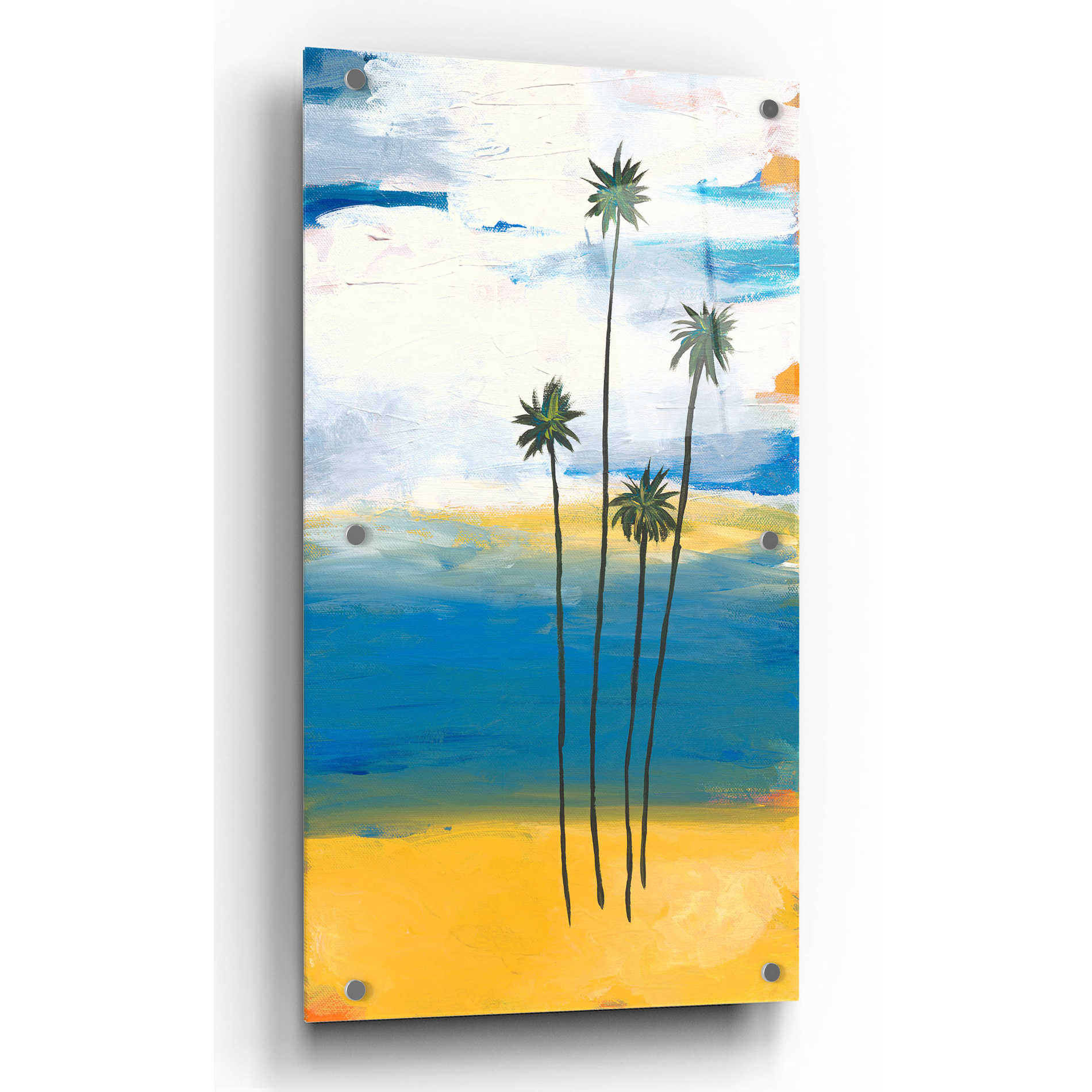 Epic Art 'Four Palms' by Jan Weiss, Acrylic Glass Wall Art,12x24