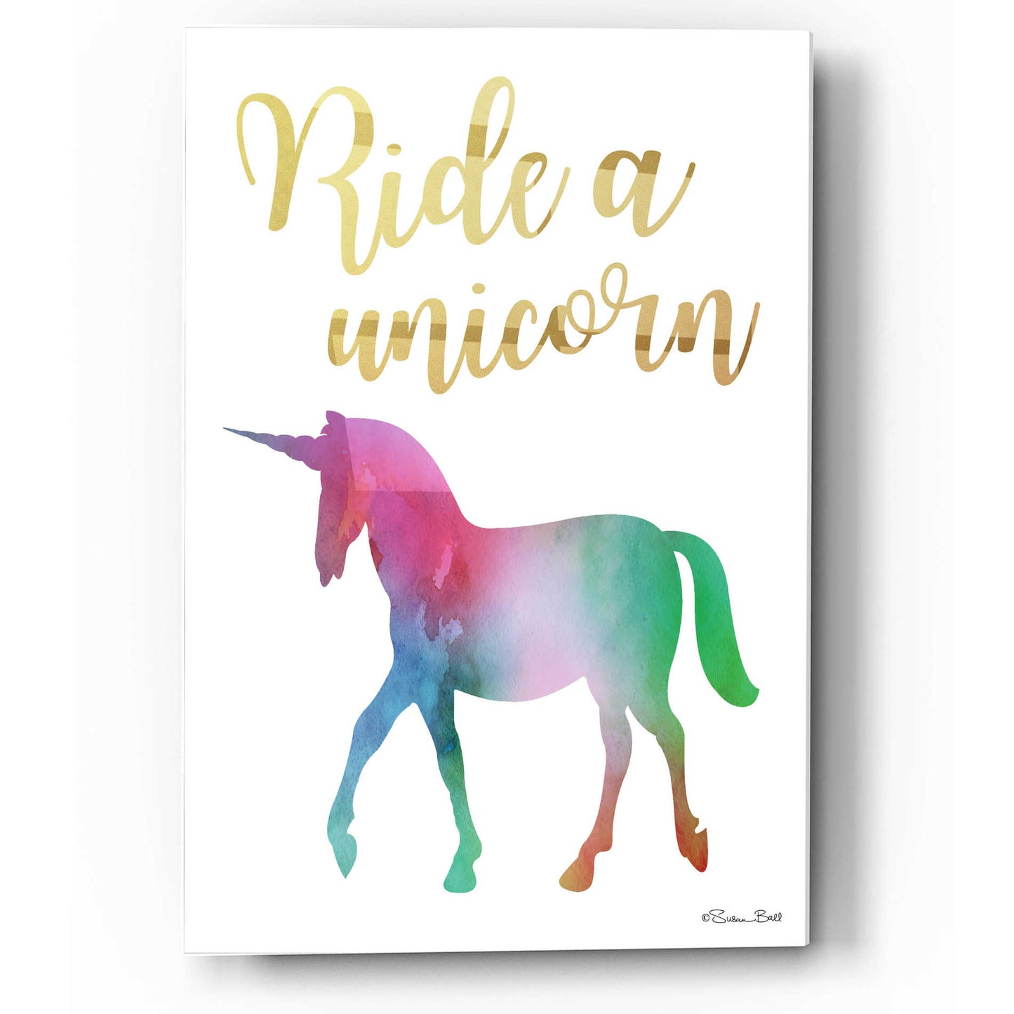 Epic Art 'Ride a Unicorn' by Susan Ball, Acrylic Glass Wall Art,12x16
