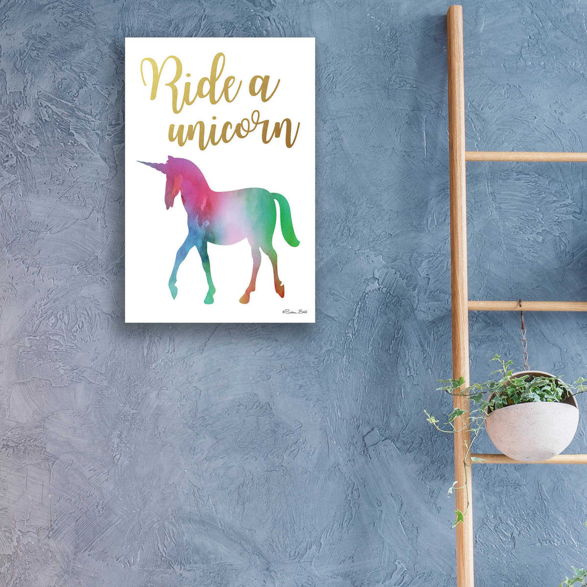 Epic Art 'Ride a Unicorn' by Susan Ball, Acrylic Glass Wall Art,16x24