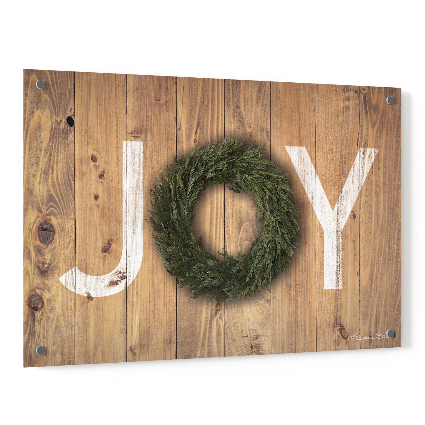 Epic Art 'Joy Cedar Wreath' by Susan Ball, Acrylic Glass Wall Art,36x24