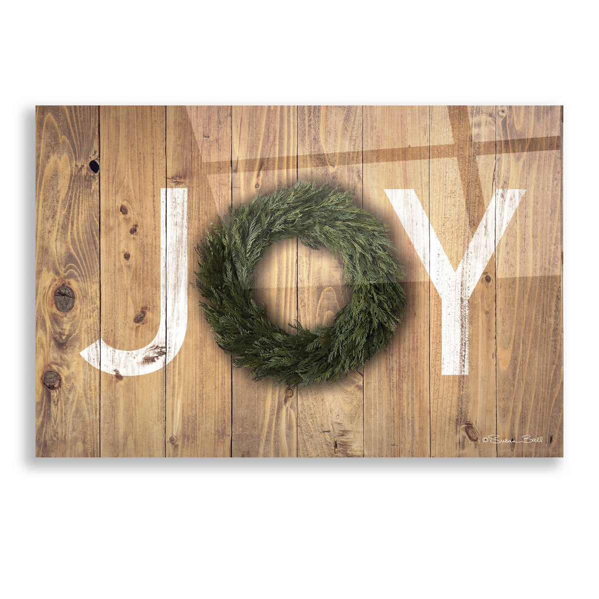 Epic Art 'Joy Cedar Wreath' by Susan Ball, Acrylic Glass Wall Art