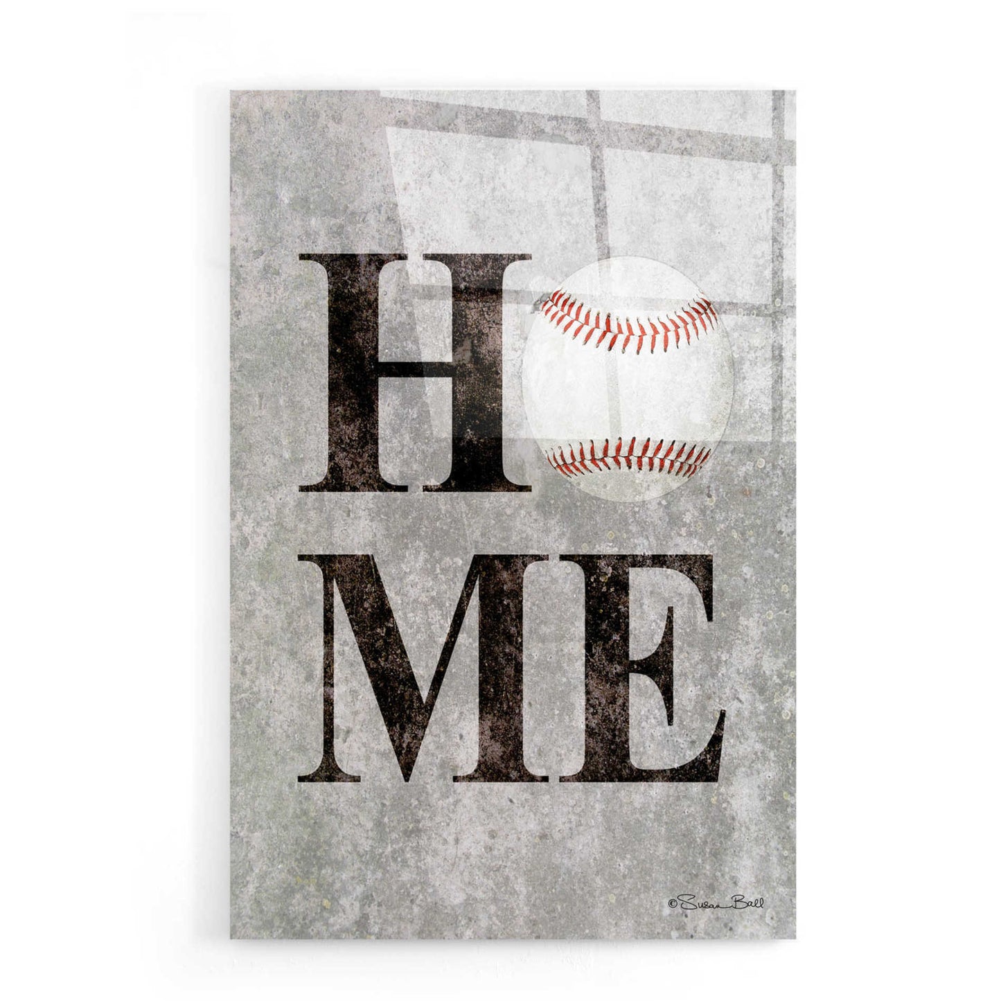 Epic Art 'Baseball HOME' by Susan Ball, Acrylic Glass Wall Art,16x24