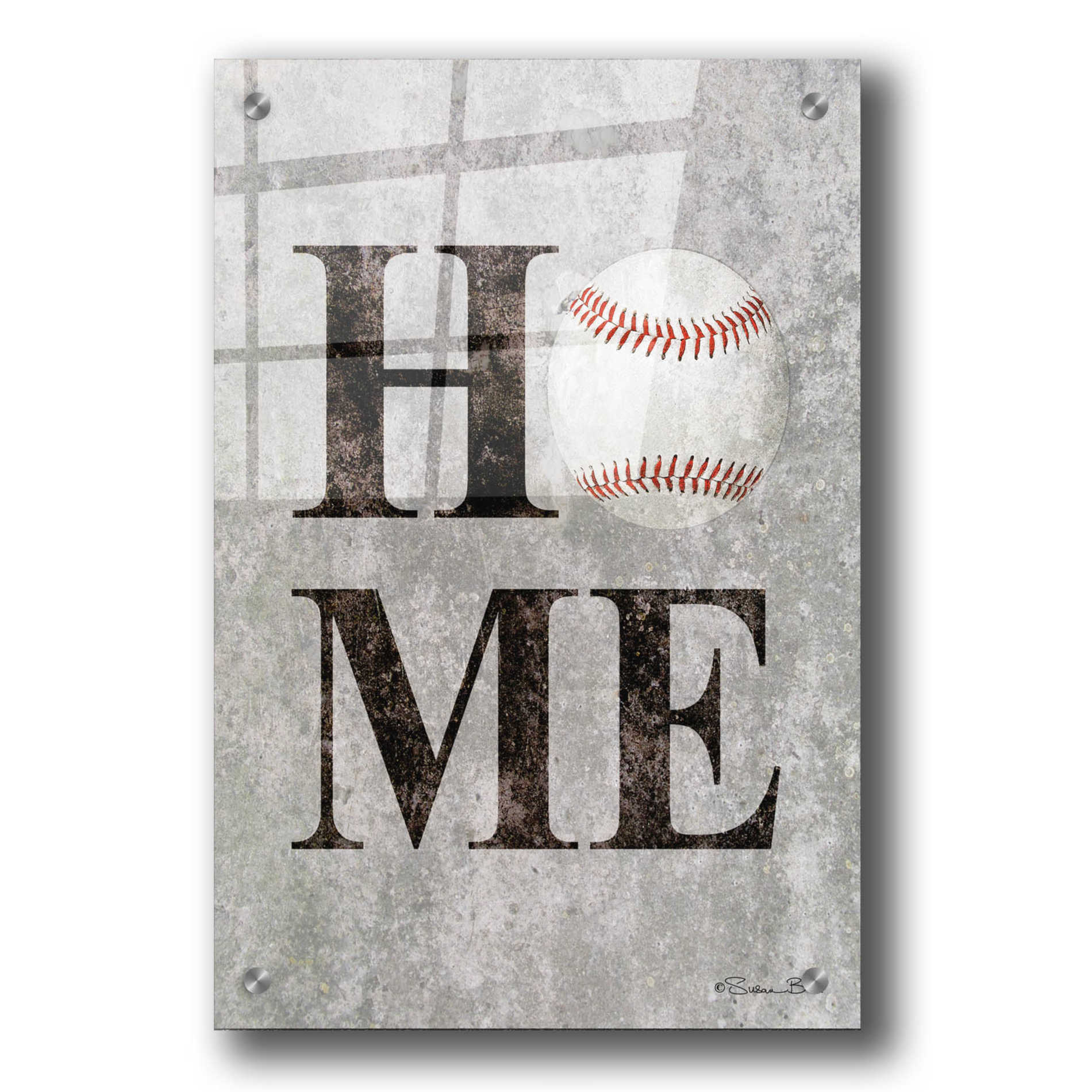 Epic Art 'Baseball HOME' by Susan Ball, Acrylic Glass Wall Art,24x36