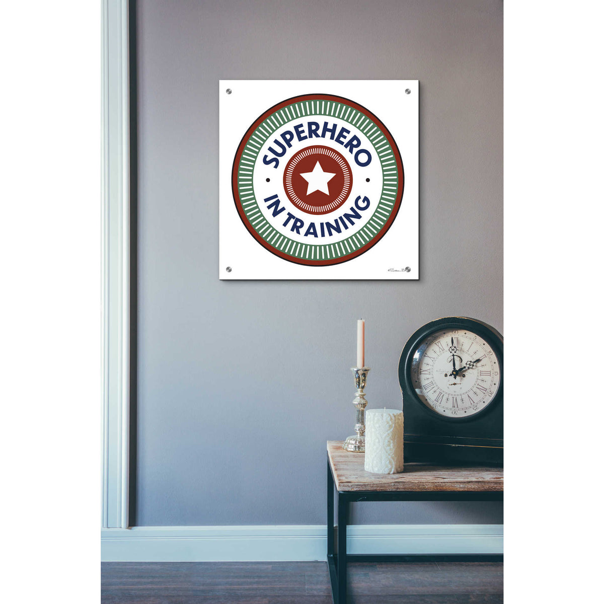 Epic Art 'Superhero in Training' by Susan Ball, Acrylic Glass Wall Art,24x24