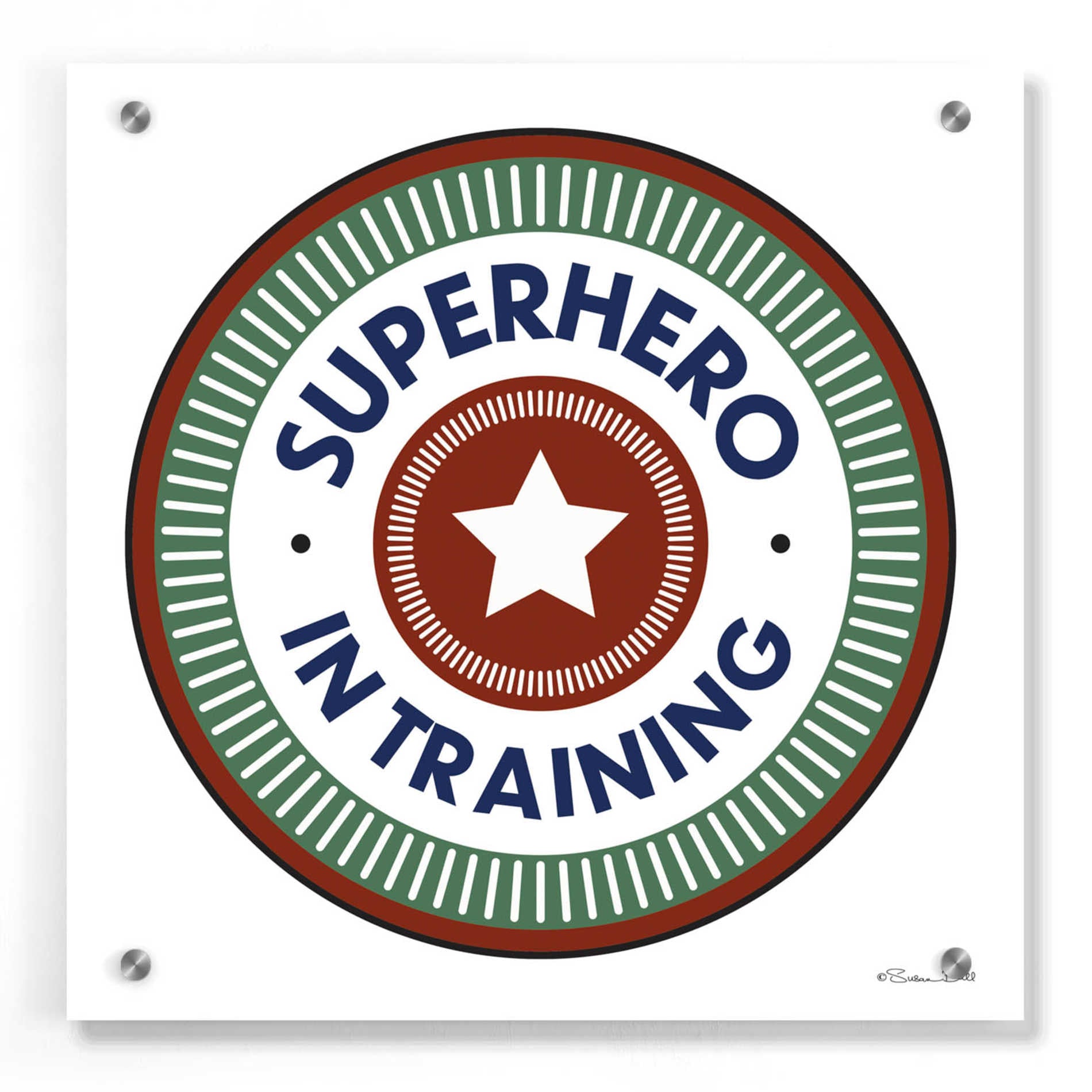 Epic Art 'Superhero in Training' by Susan Ball, Acrylic Glass Wall Art,36x36