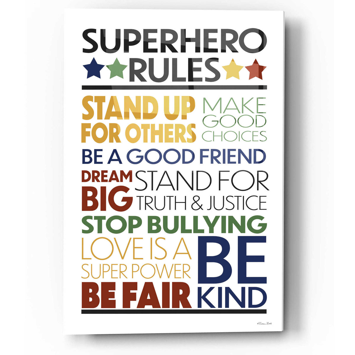 Epic Art 'Superhero Rules' by Susan Ball, Acrylic Glass Wall Art